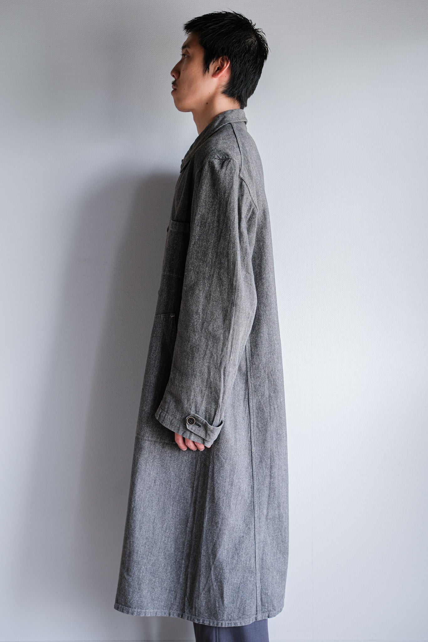 ［~30's］French Vintage Salt & Pepper Cotton Twill Work Coat