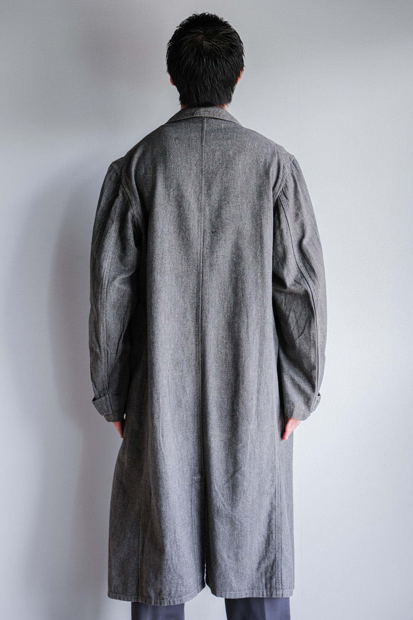 ［~30's］French Vintage Salt & Pepper Cotton Twill Work Coat