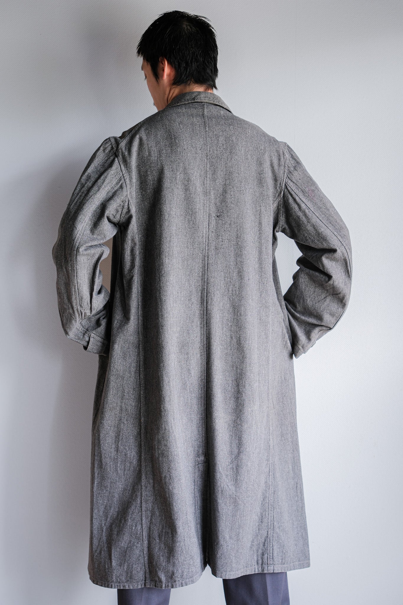 ［~30's］French Vintage Salt & Pepper Cotton Twill Work Coat