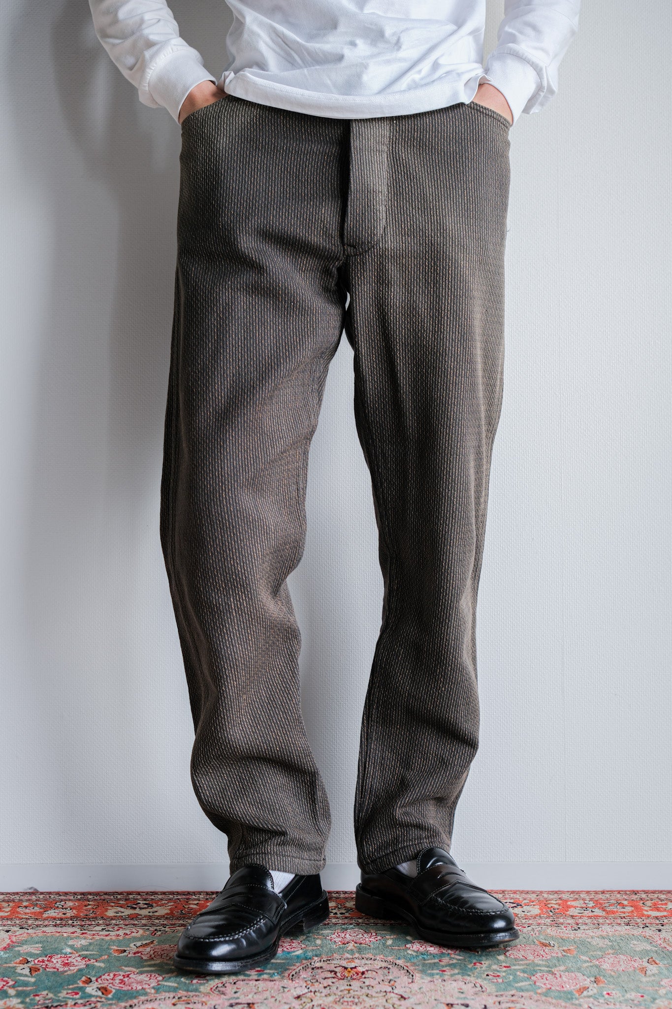 [〜50年代]法國複雜的混合棉質拼圖褲子尺寸。44-76“不尋常的面料”“ Le Montst。Michel”