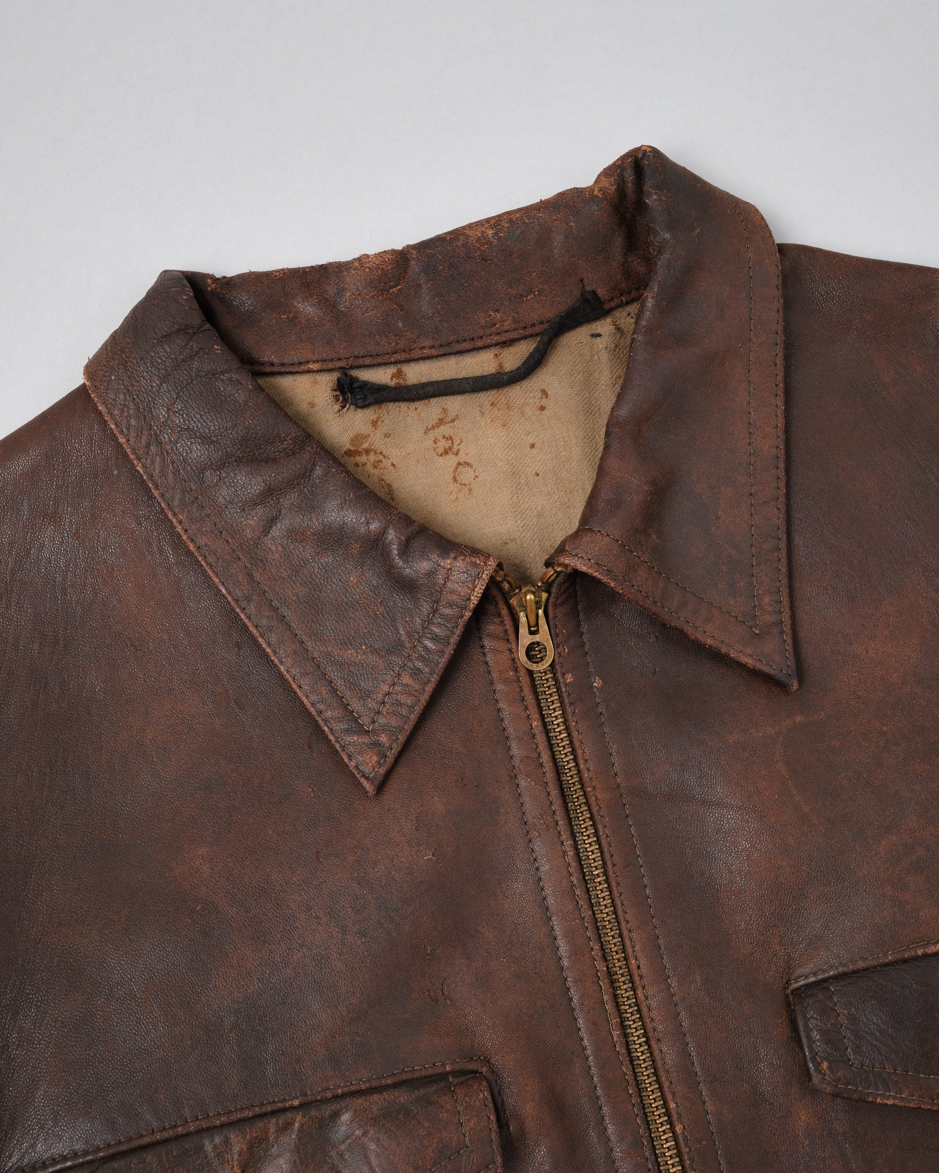 [~ 30's] แจ็คเก็ตหนังมอเตอร์ไซค์ French Vintage 4 Pockets