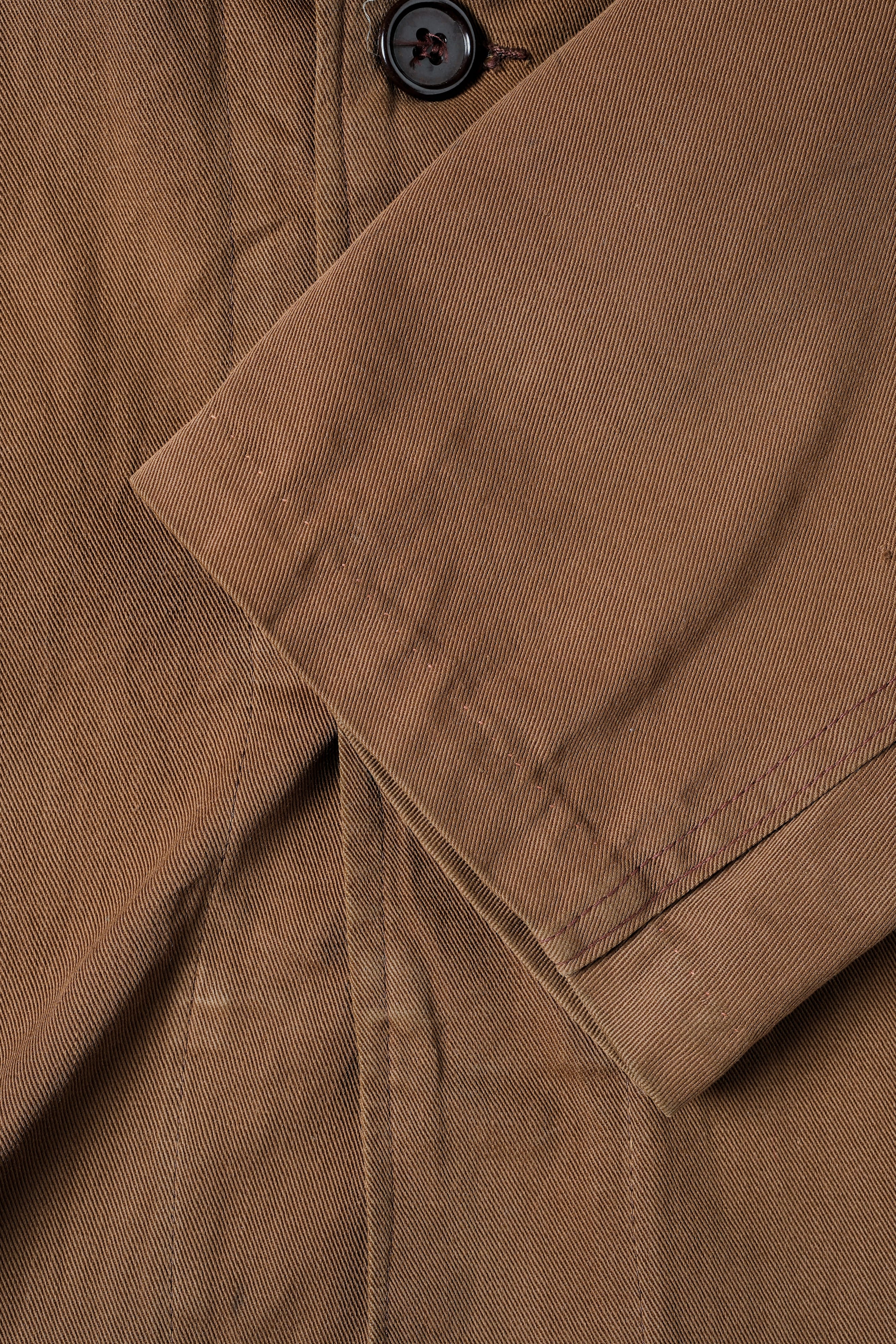 【~50's】French Vintage Brown Cotton Thin Twill Lapel Work Jacket "Adolphe Lafont"