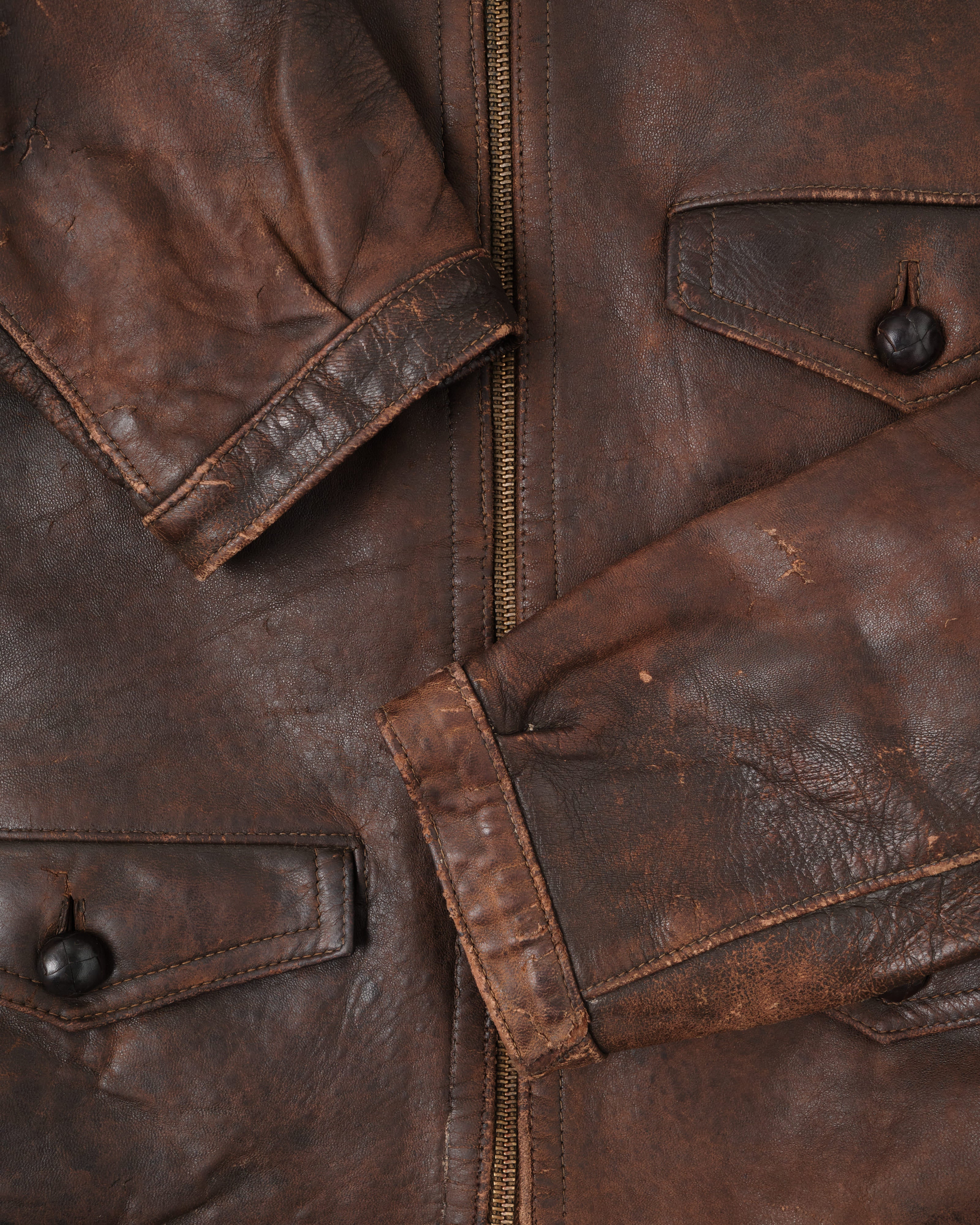 [~ 30's] แจ็คเก็ตหนังมอเตอร์ไซค์ French Vintage 4 Pockets