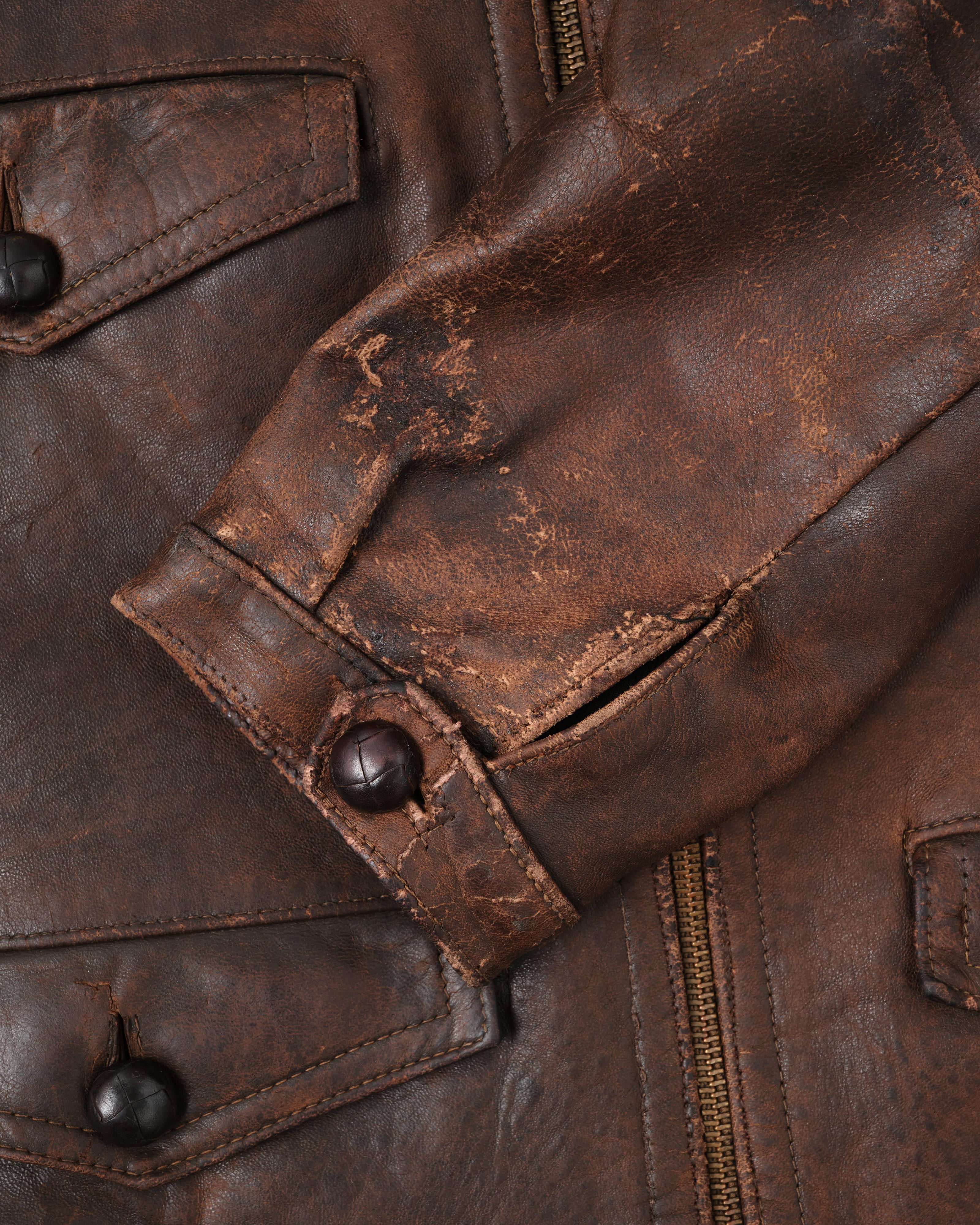 [~ 30's] แจ็คเก็ตหนังมอเตอร์ไซค์ French Vintage 4 Pockets