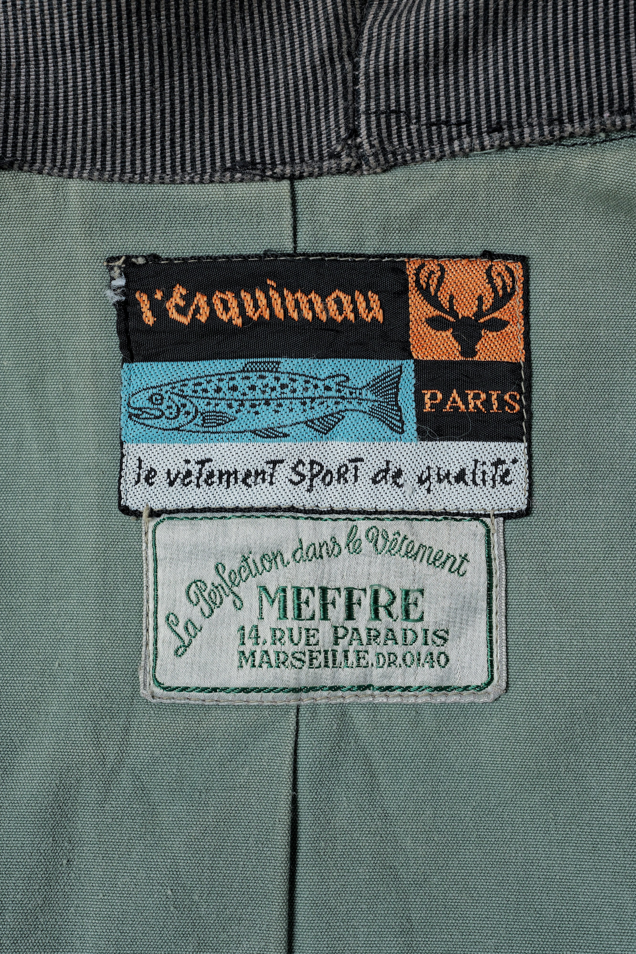 [~ 60's] French Vintage Printed Moleskin Lapel Hunting Jacket "L'ESQUIMAU"