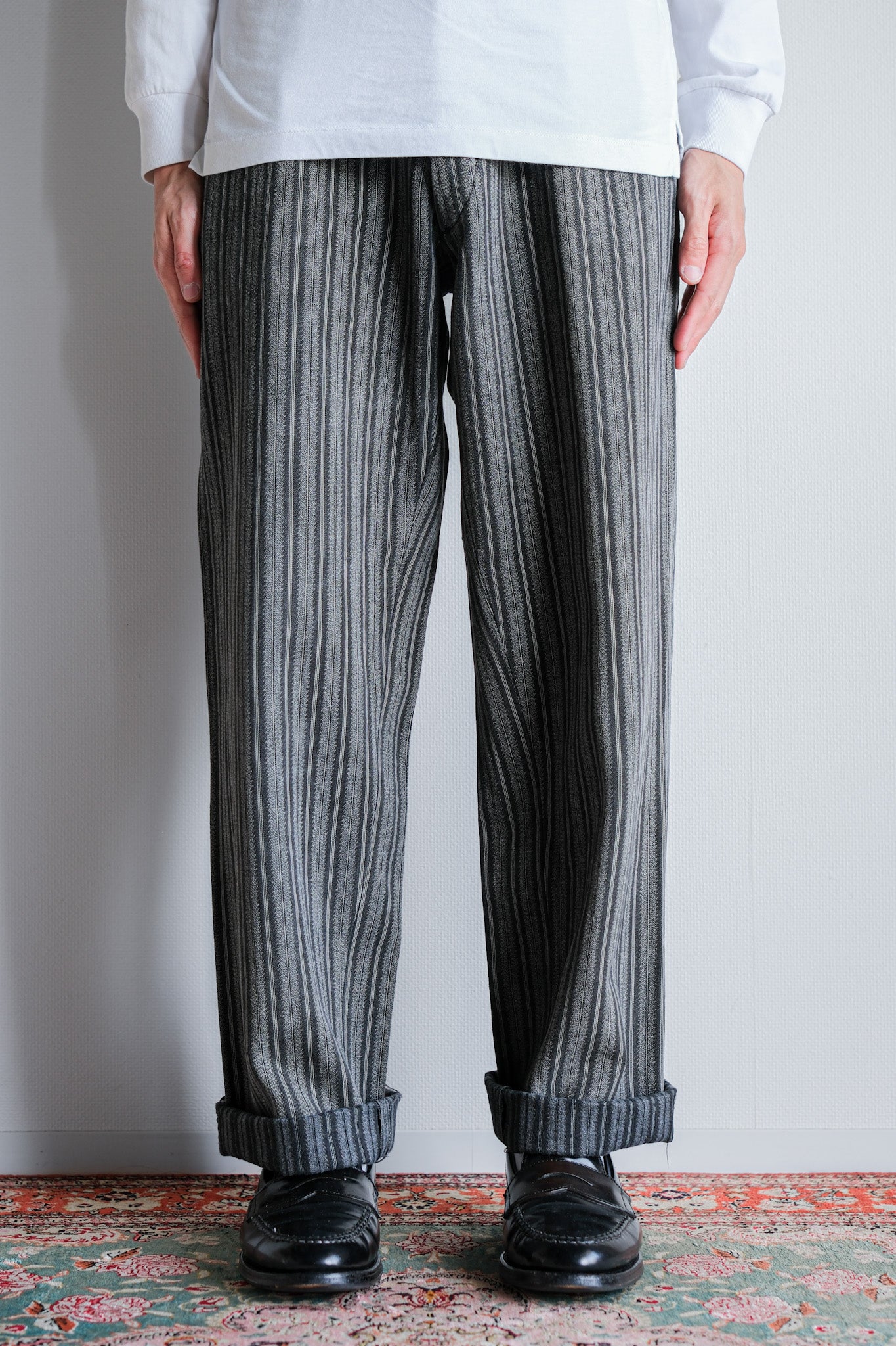 ［~50’s］French Vintage 2 Tuck Cotton Striped Work Pants