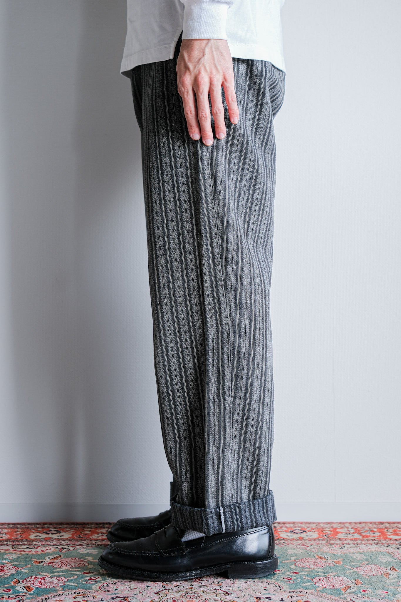 ［~50’s］French Vintage 2 Tuck Cotton Striped Work Pants