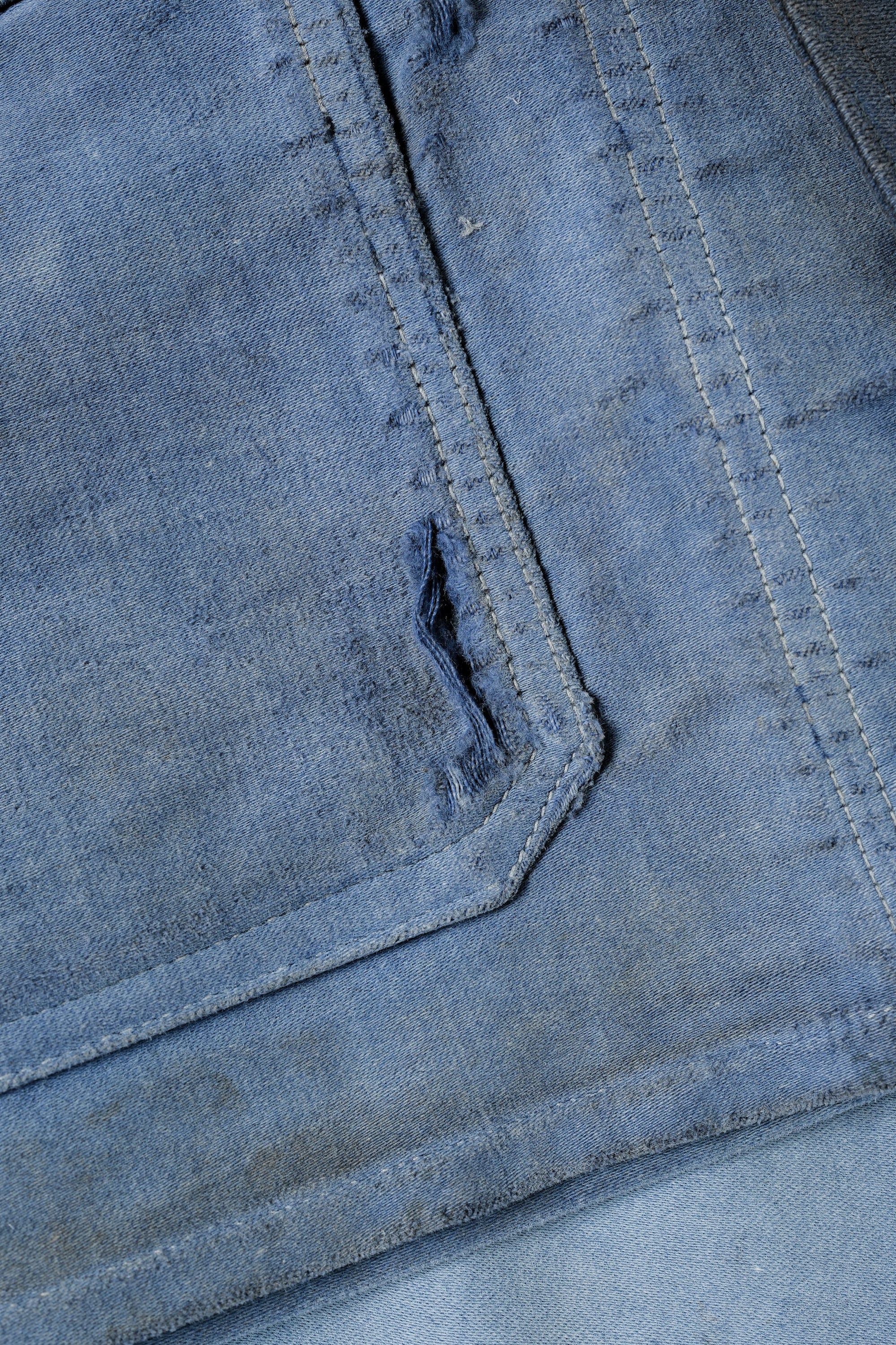［~40’s］French Vintage Blue Moleskin Work Jacket "Le Mont St. Michel"
