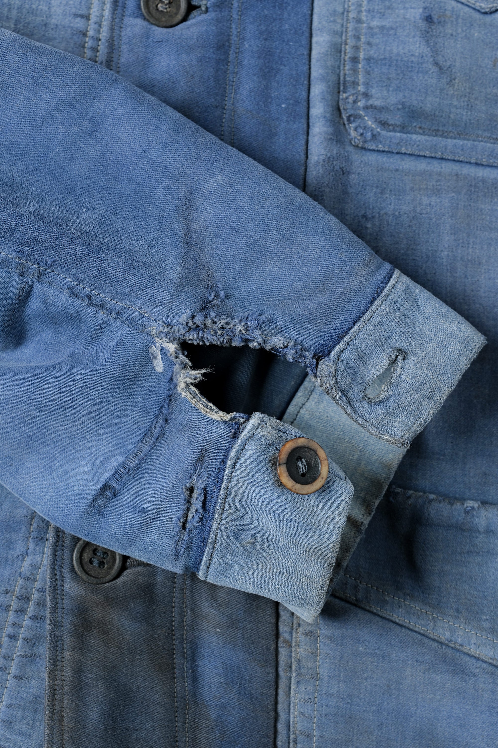 ［~40’s］French Vintage Blue Moleskin Work Jacket "Le Mont St. Michel"
