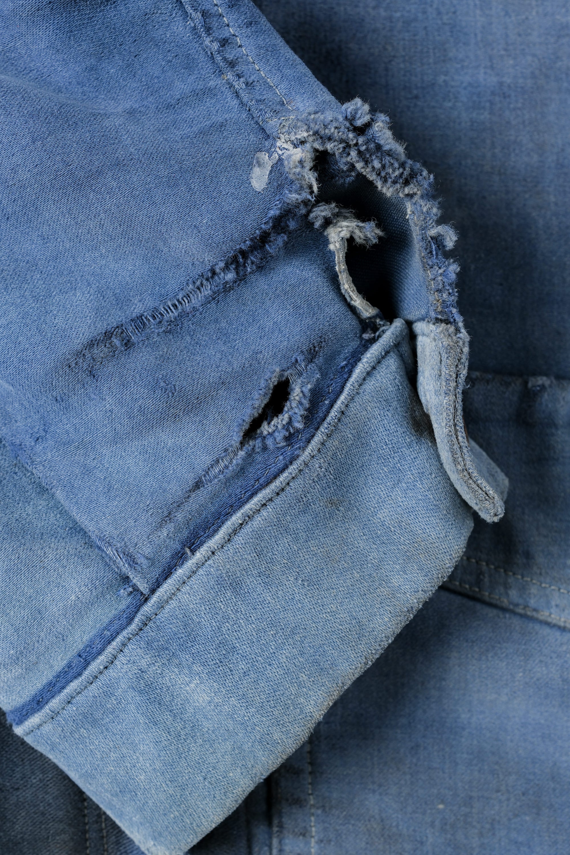 ［~40’s］French Vintage Blue Moleskin Work Jacket "Le Mont St. Michel"