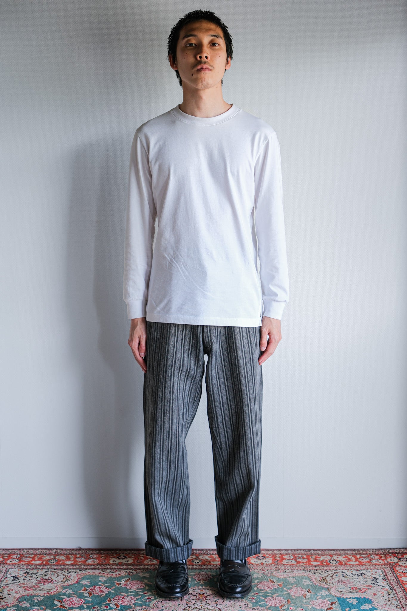 [~ 50's] French Vintage 2 TUCK Cotton Striped Work Pants