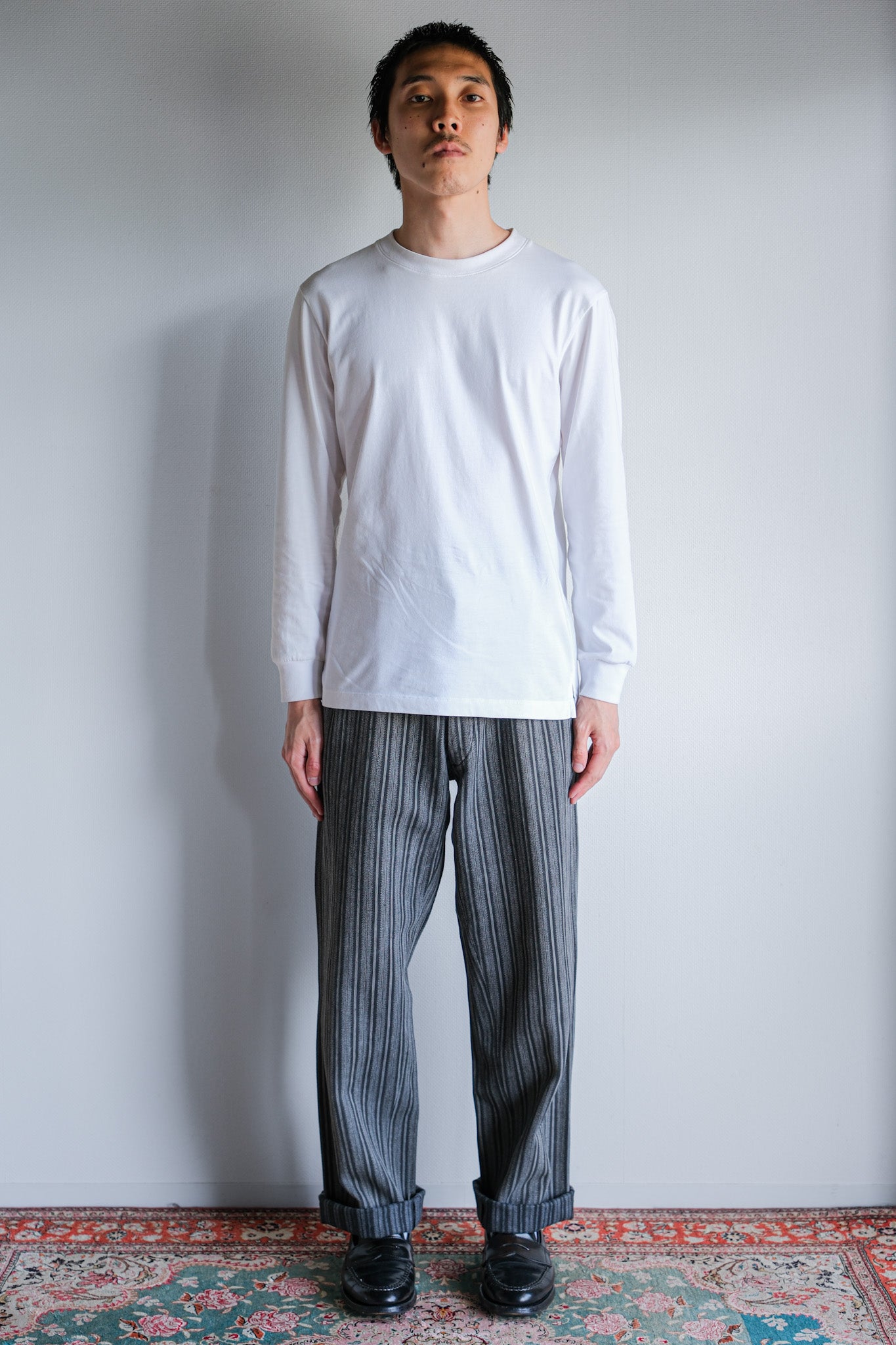 ［~50’s］French Vintage 2 Tuck Cotton Striped Work Pants