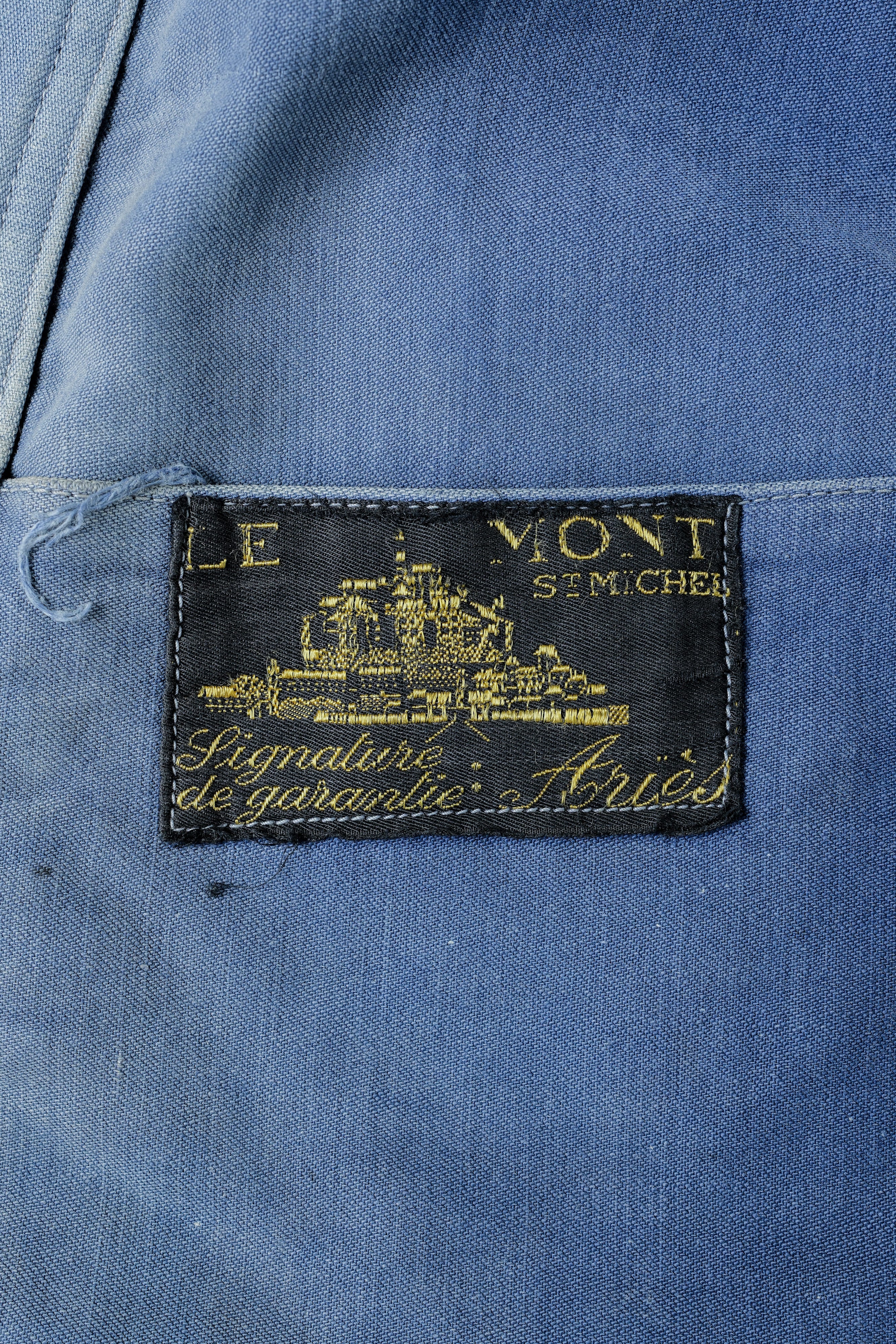 【~40’s】French Vintage Blue Moleskin Work Jacket "Le Mont St. Michel"