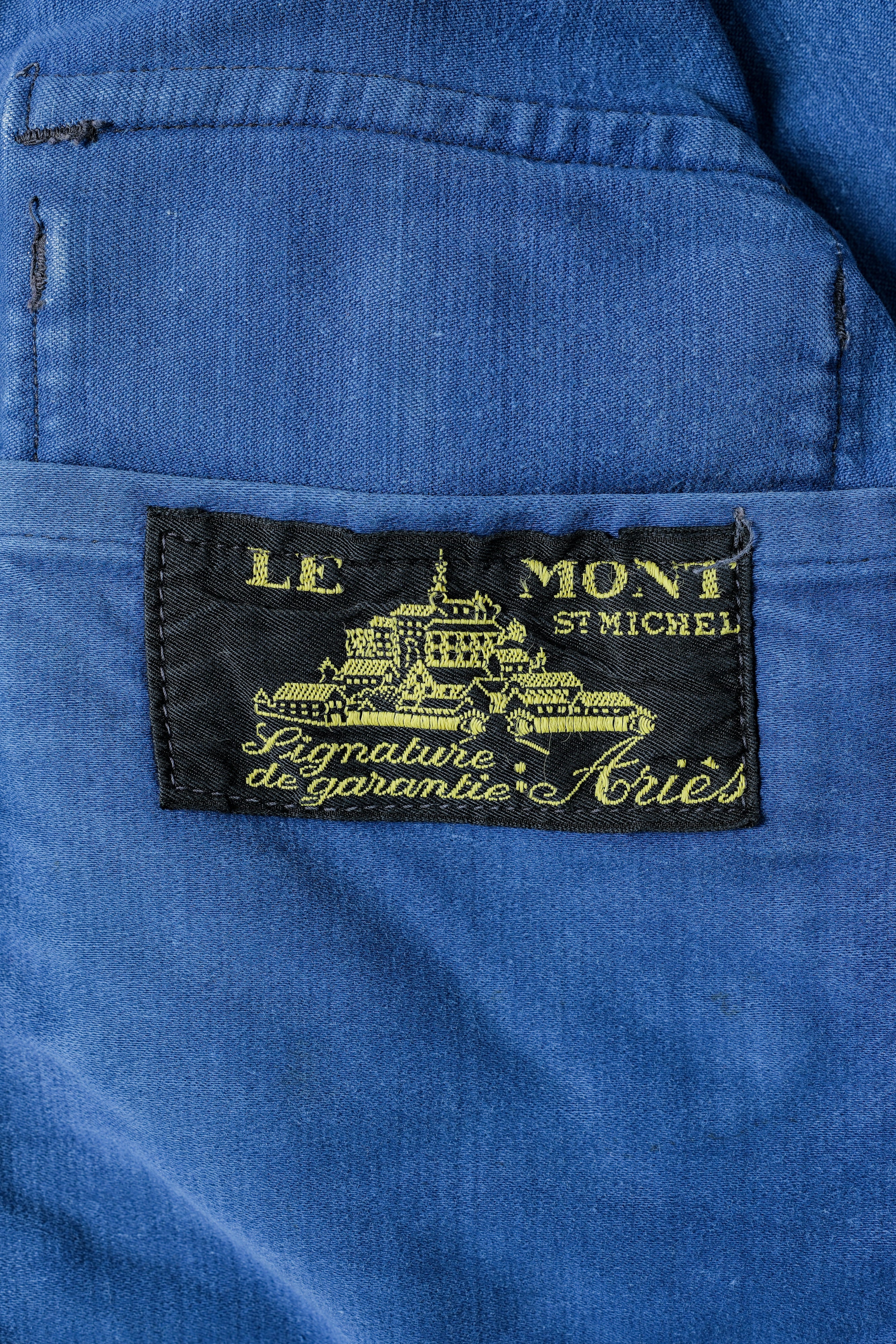 【~50’s】French Vintage Blue Moleskin Cyclist Jacket "Le Mont St. Michel"