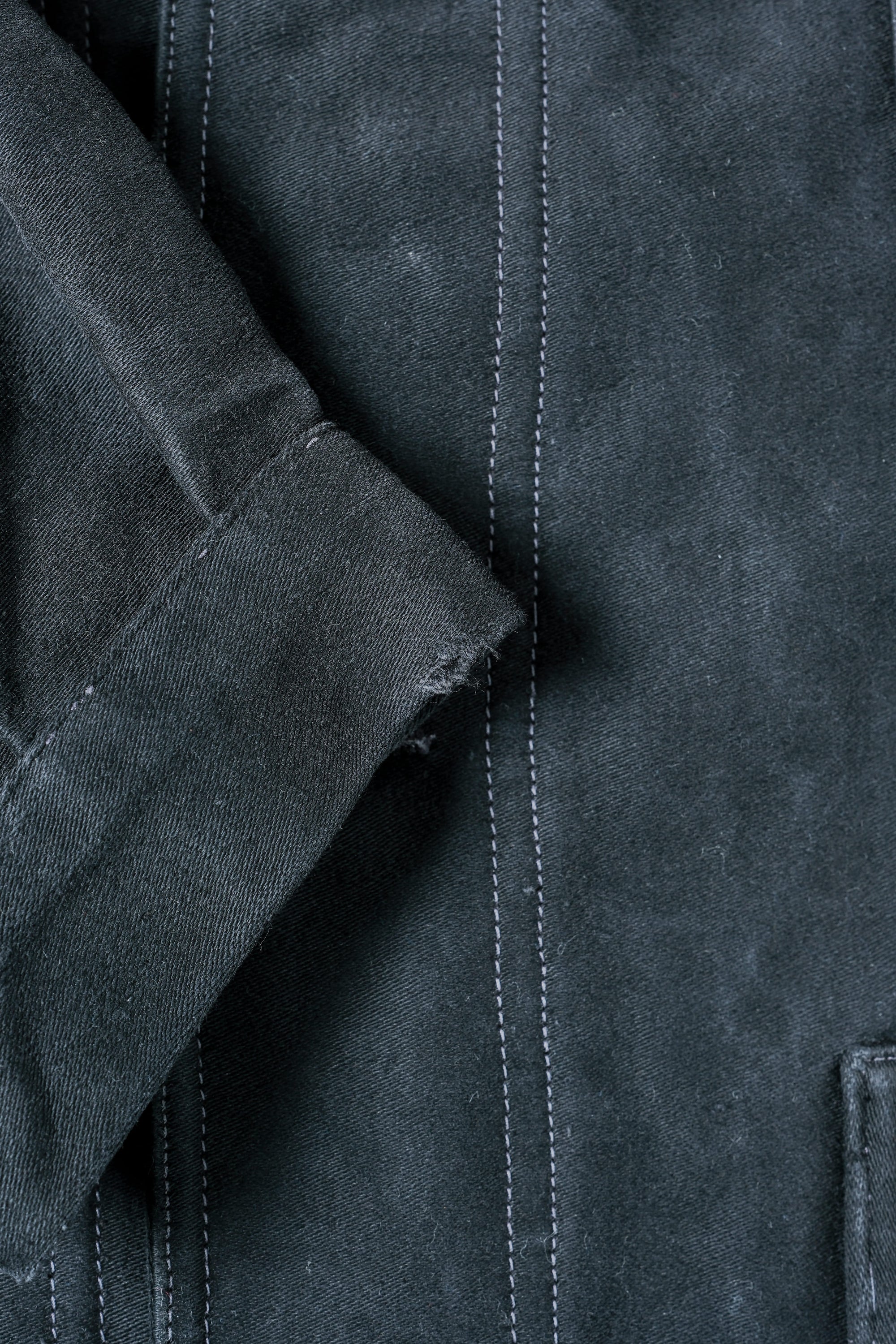 ［~30’s］French Vintage Black Moleskin Work Jacket "Le Mont St. Michel"
