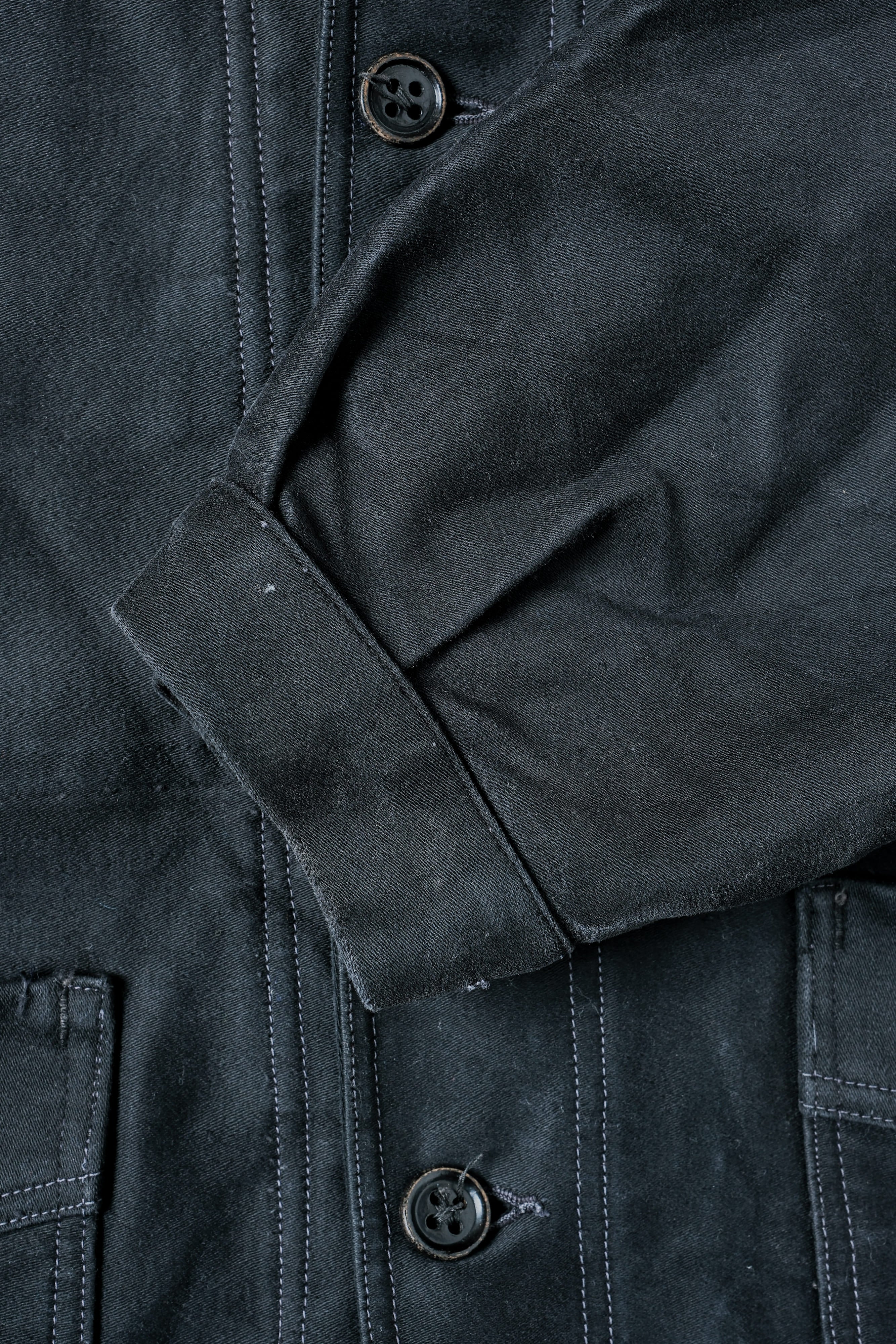 【~30’s】French Vintage Black Moleskin Work Jacket "Le Mont St. Michel"