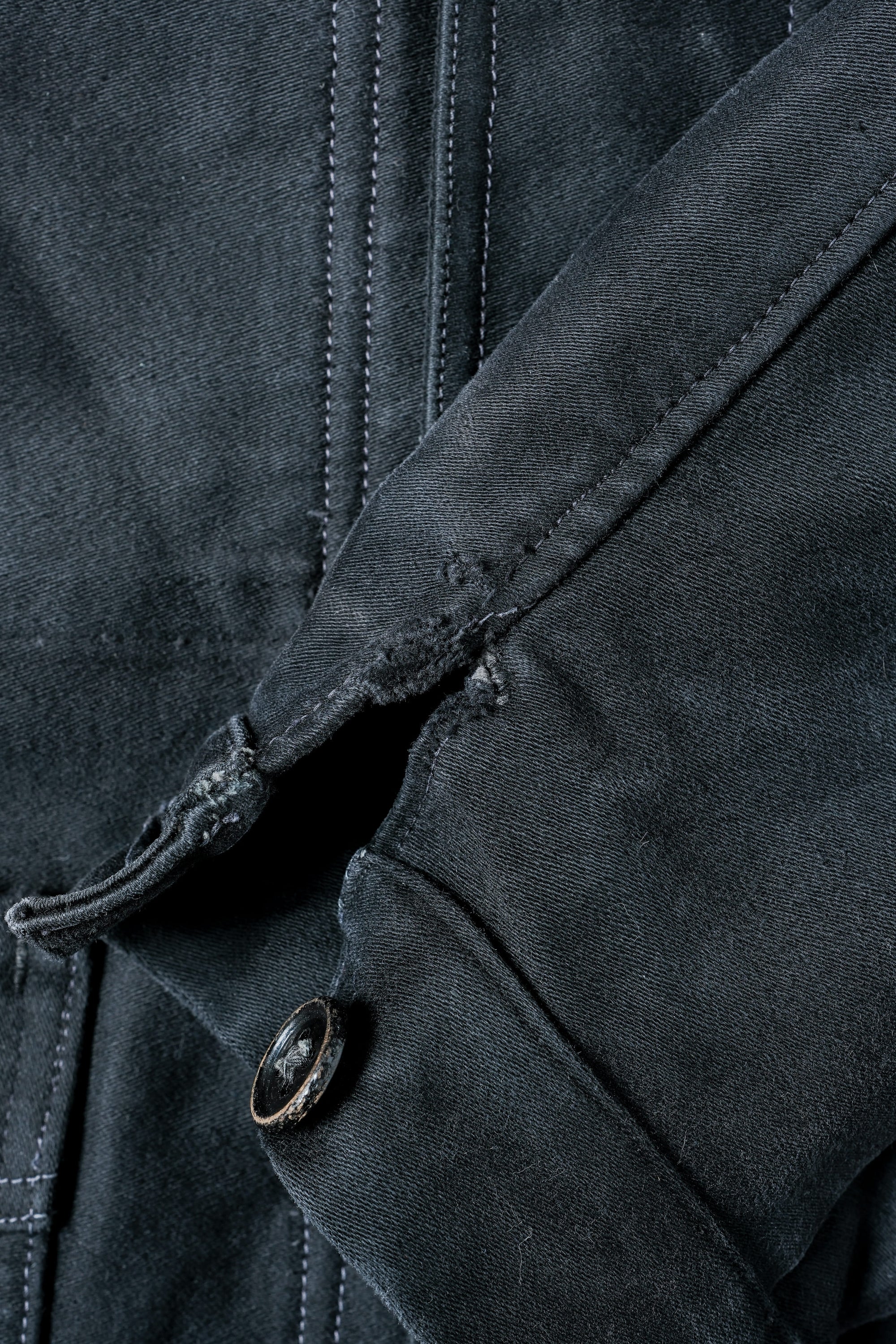 ［~30’s］French Vintage Black Moleskin Work Jacket "Le Mont St. Michel"