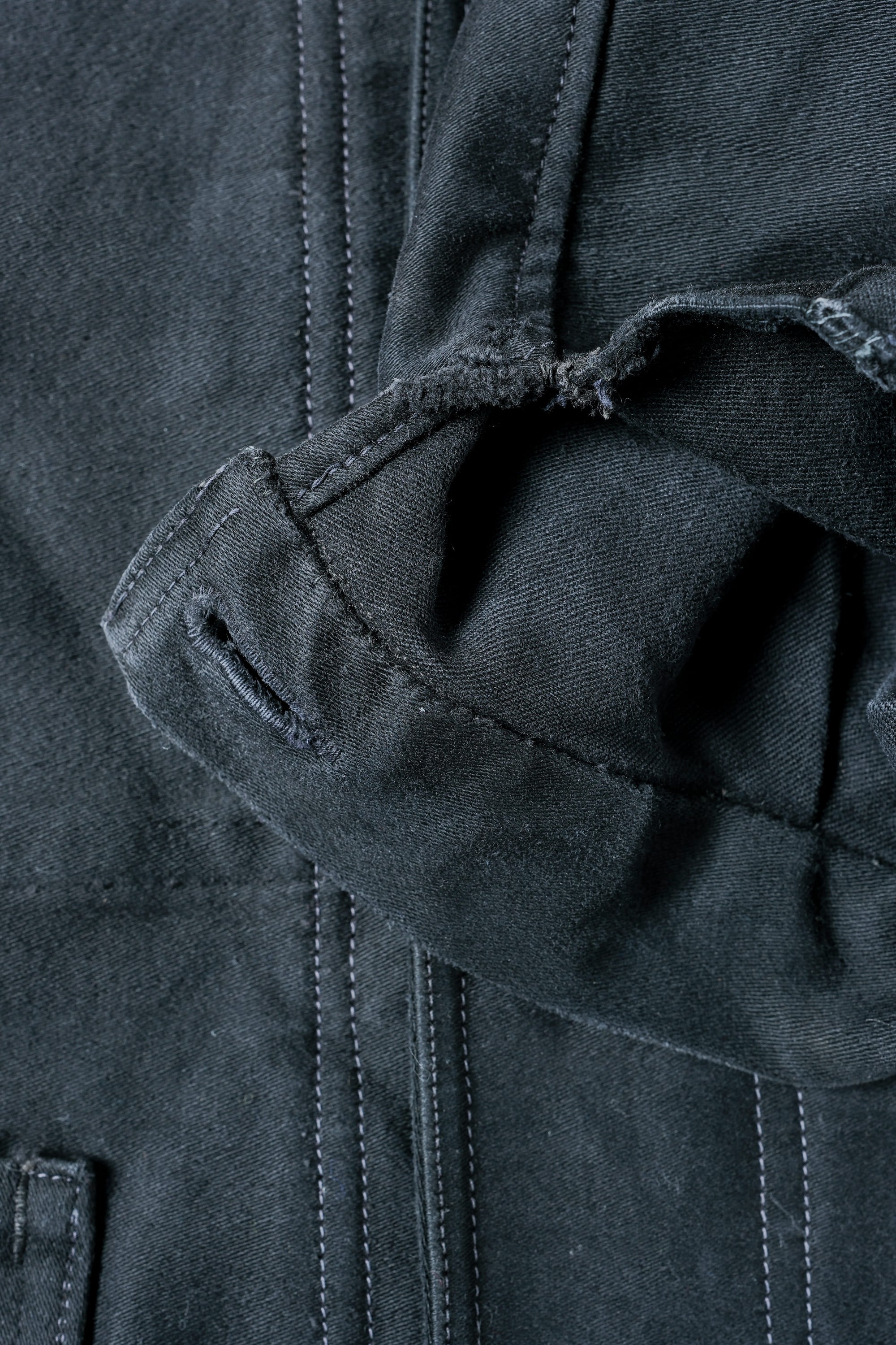 ［~30’s］French Vintage Black Moleskin Work Jacket "Le Mont St. Michel"
