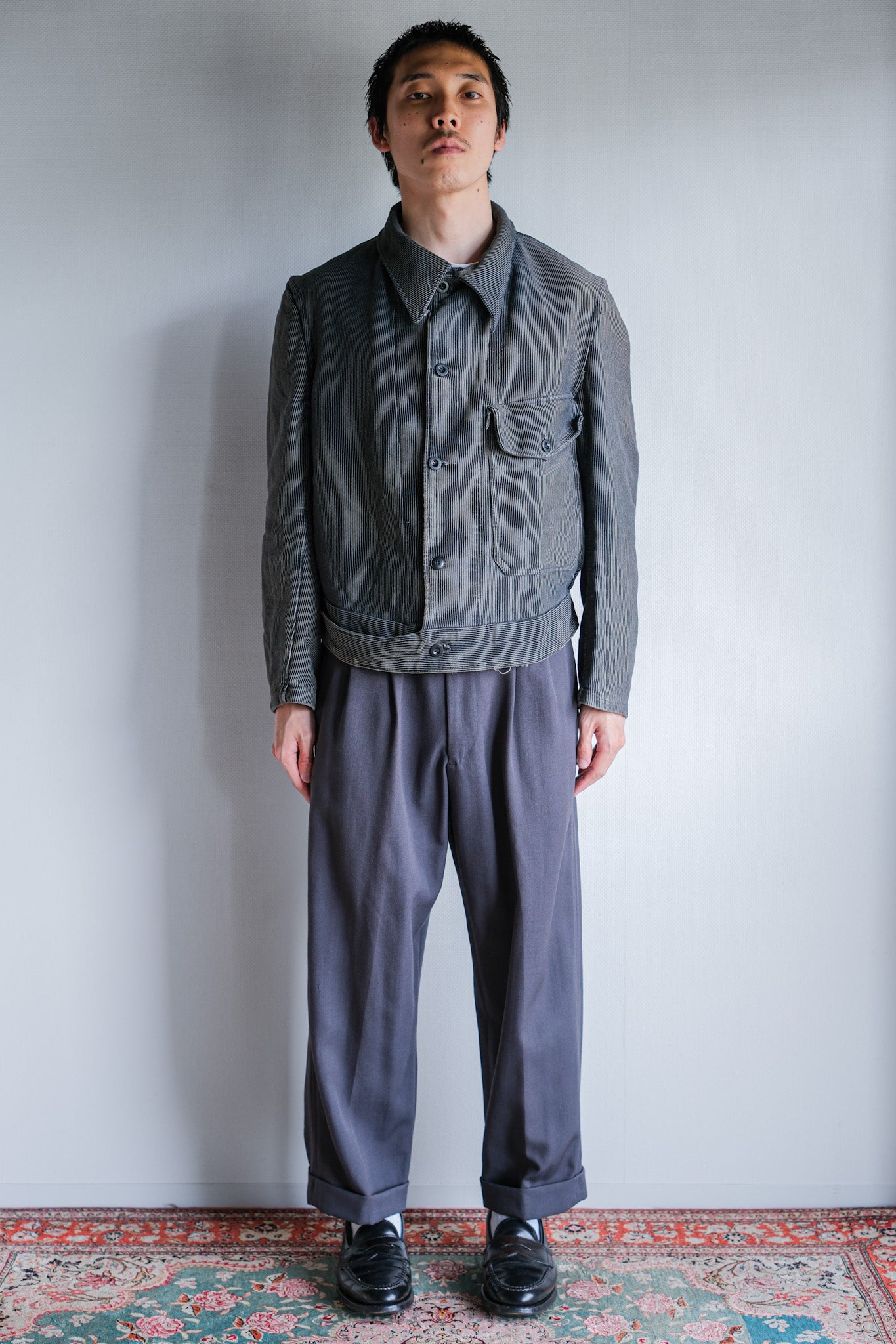［~40's］Belgium Vintage Printed Moleskin Prisoner Jacket