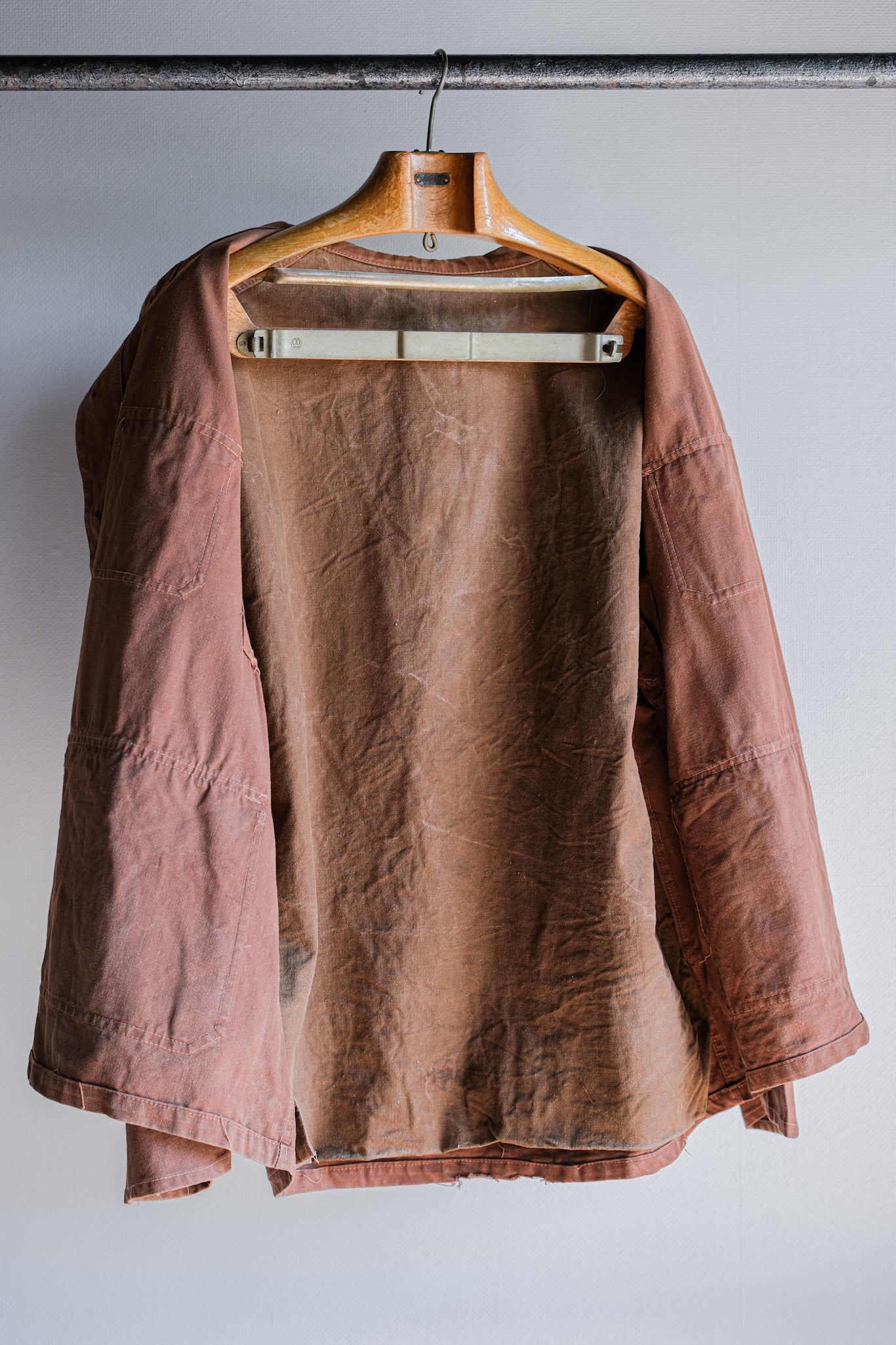 【~40's】French Vintage Reddish Brown Cotton Canvas Hunting Jacket