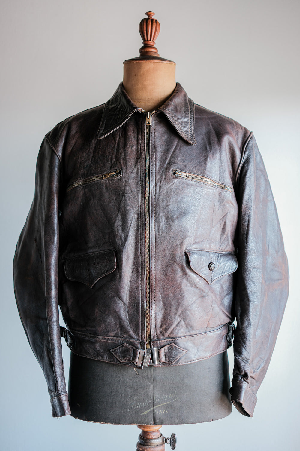 【~40's】French Vintage Hartmann Type Motorcycle Leather Jacket