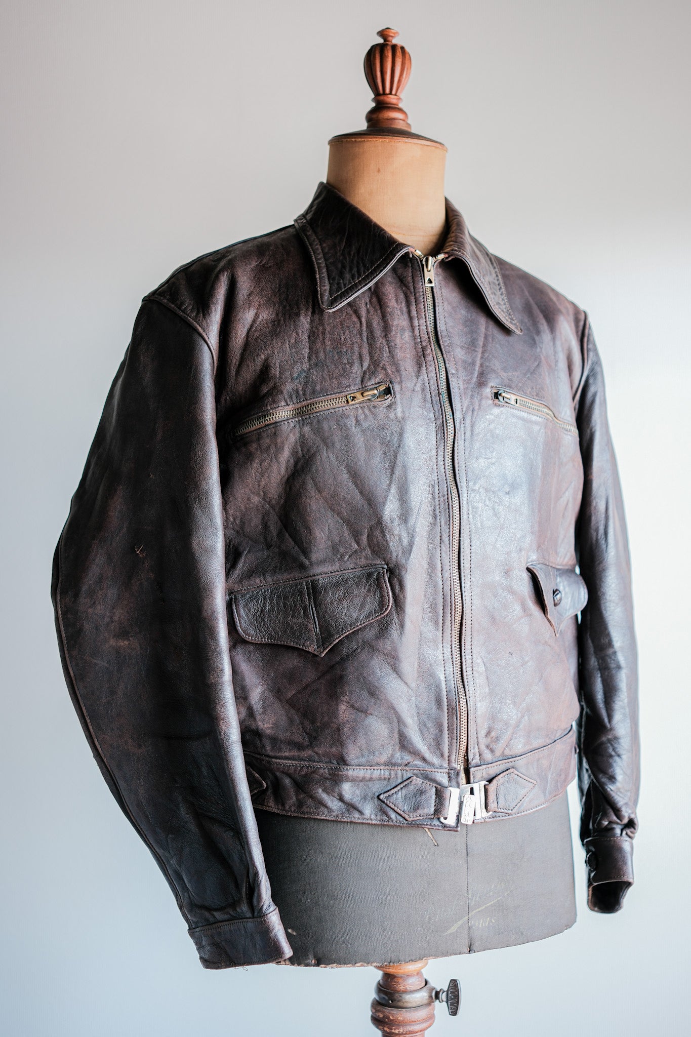 【~40's】French Vintage Hartmann Type Motorcycle Leather Jacket