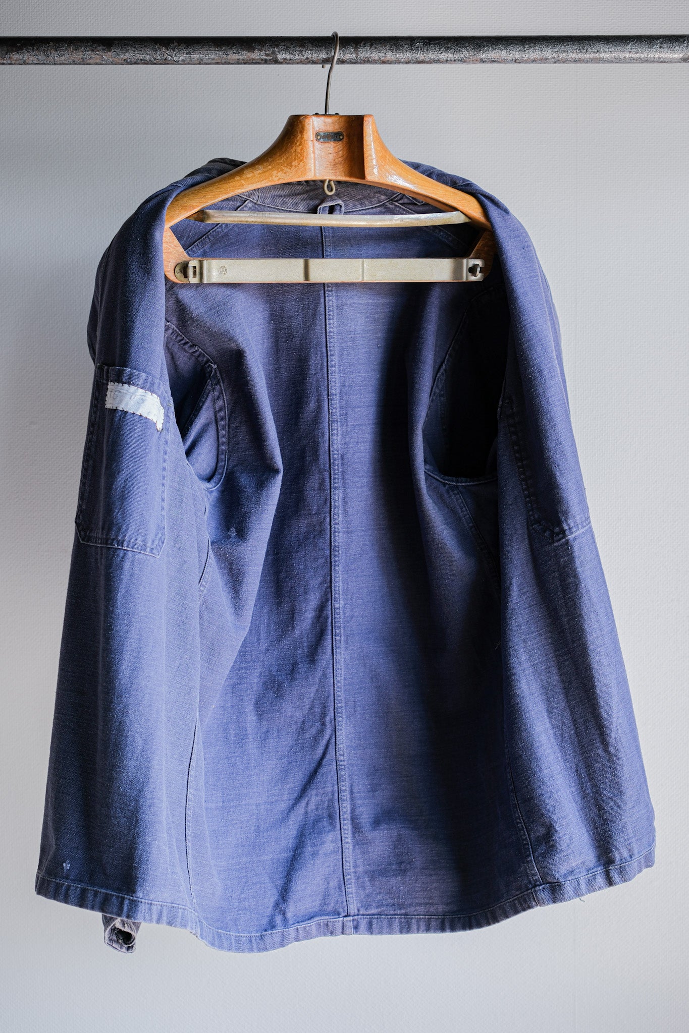 [~ 50's] British Vintage Blue Drill Stand Collar Work Jacket Size.42