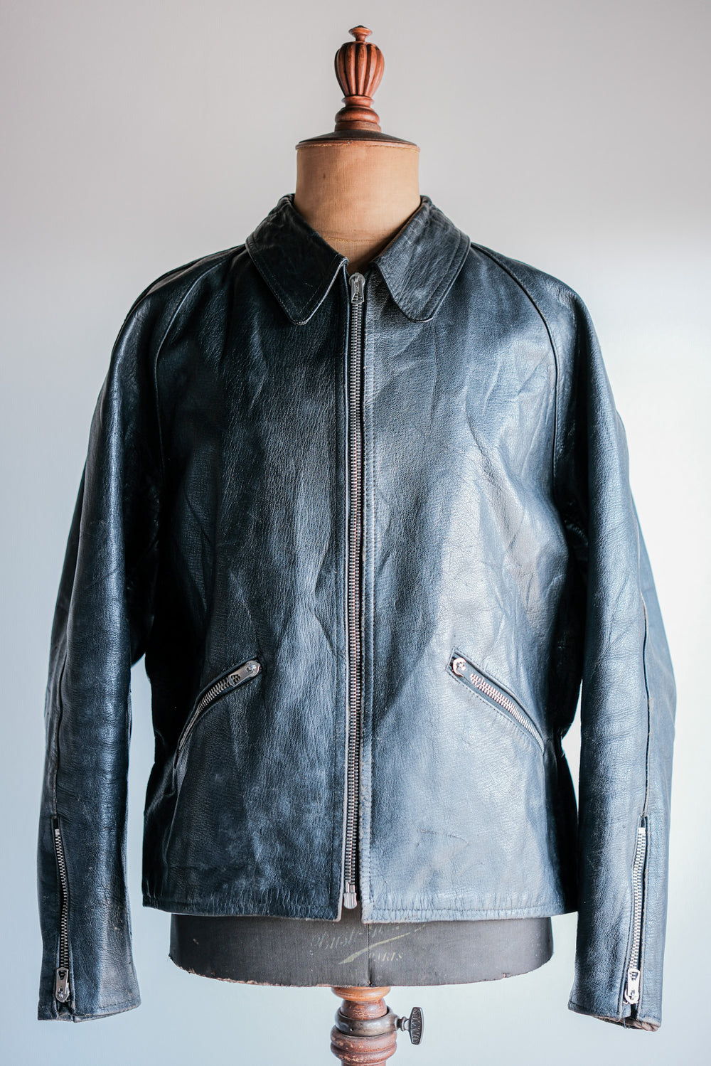 【~60’s】Italian Army Motorcycle Leather Jacket "Civilian Type"