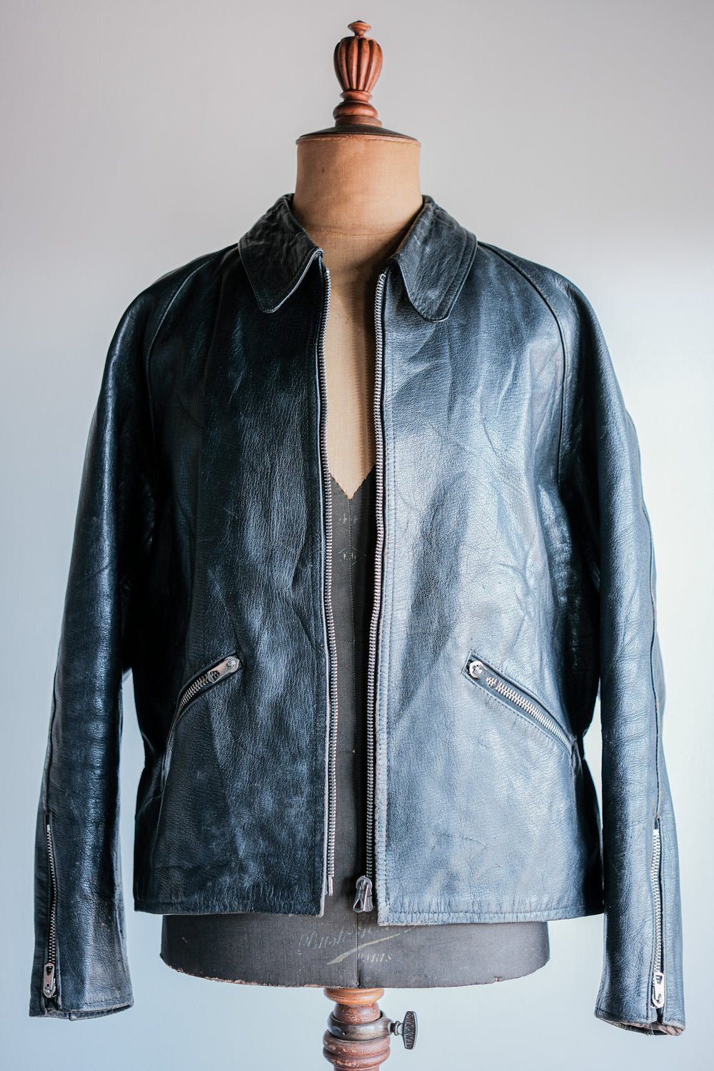 【~60’s】Italian Army Motorcycle Leather Jacket "Civilian Type"