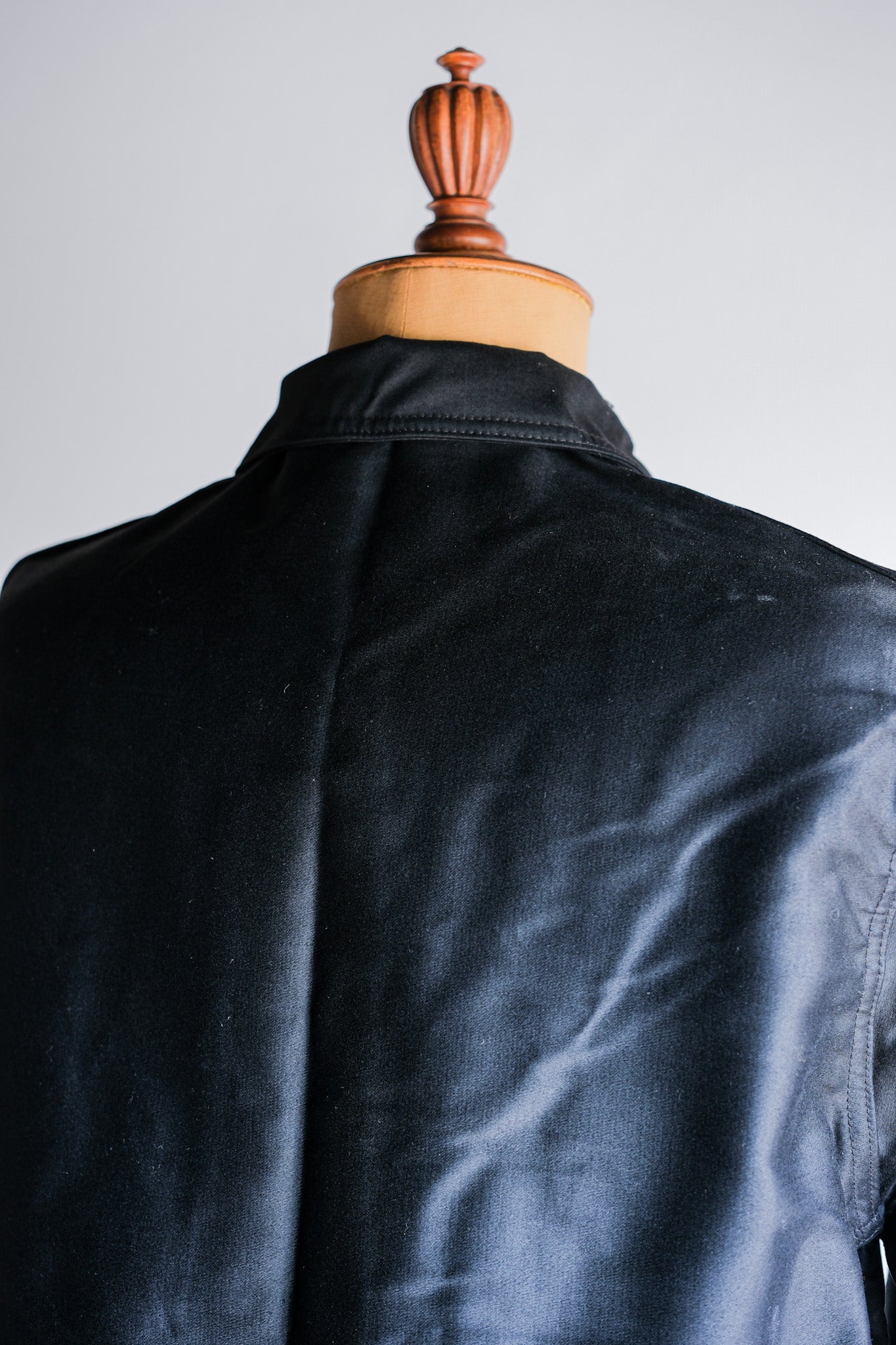 [~ 50's] French vintage noire moleskin work veste taille.52 "Le Mont Stock Michel" "Dead Stock"