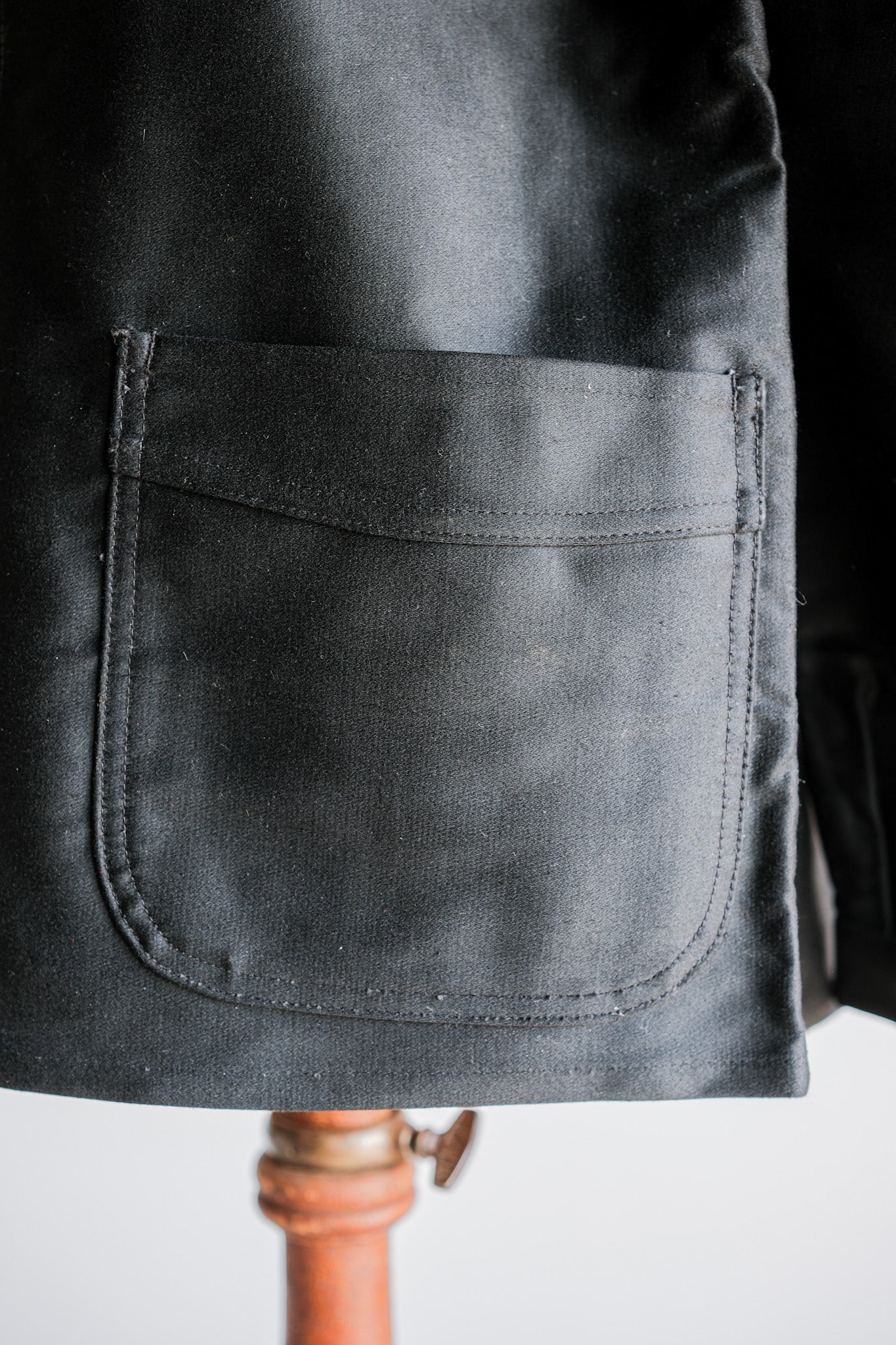[~ 50's] French Vintage Black Moleskin Work Jacket Size.52 "Le Mont Stock Michel" "Dead Stock"