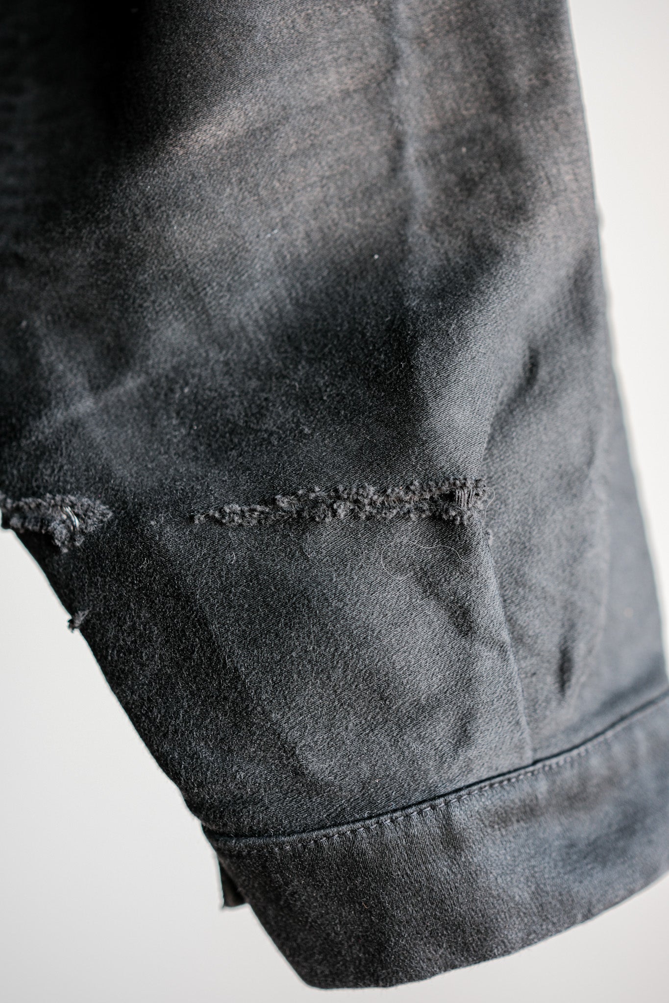 ［~40's］French Vintage Black Moleskin Work Jacket "Le Mont St. Michel"