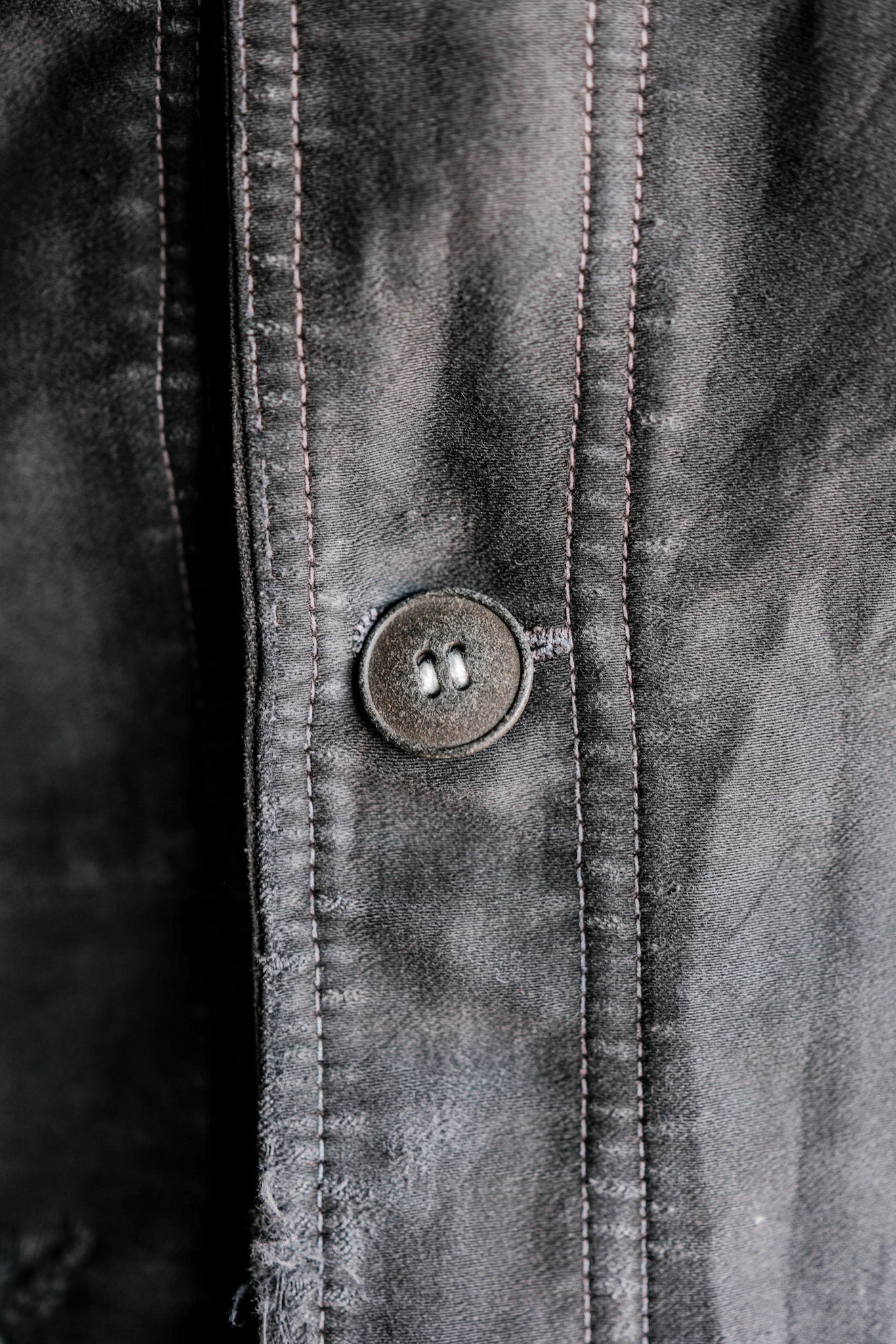 【~40's】French Vintage Black Moleskin Work Jacket "Le Mont St. Michel"