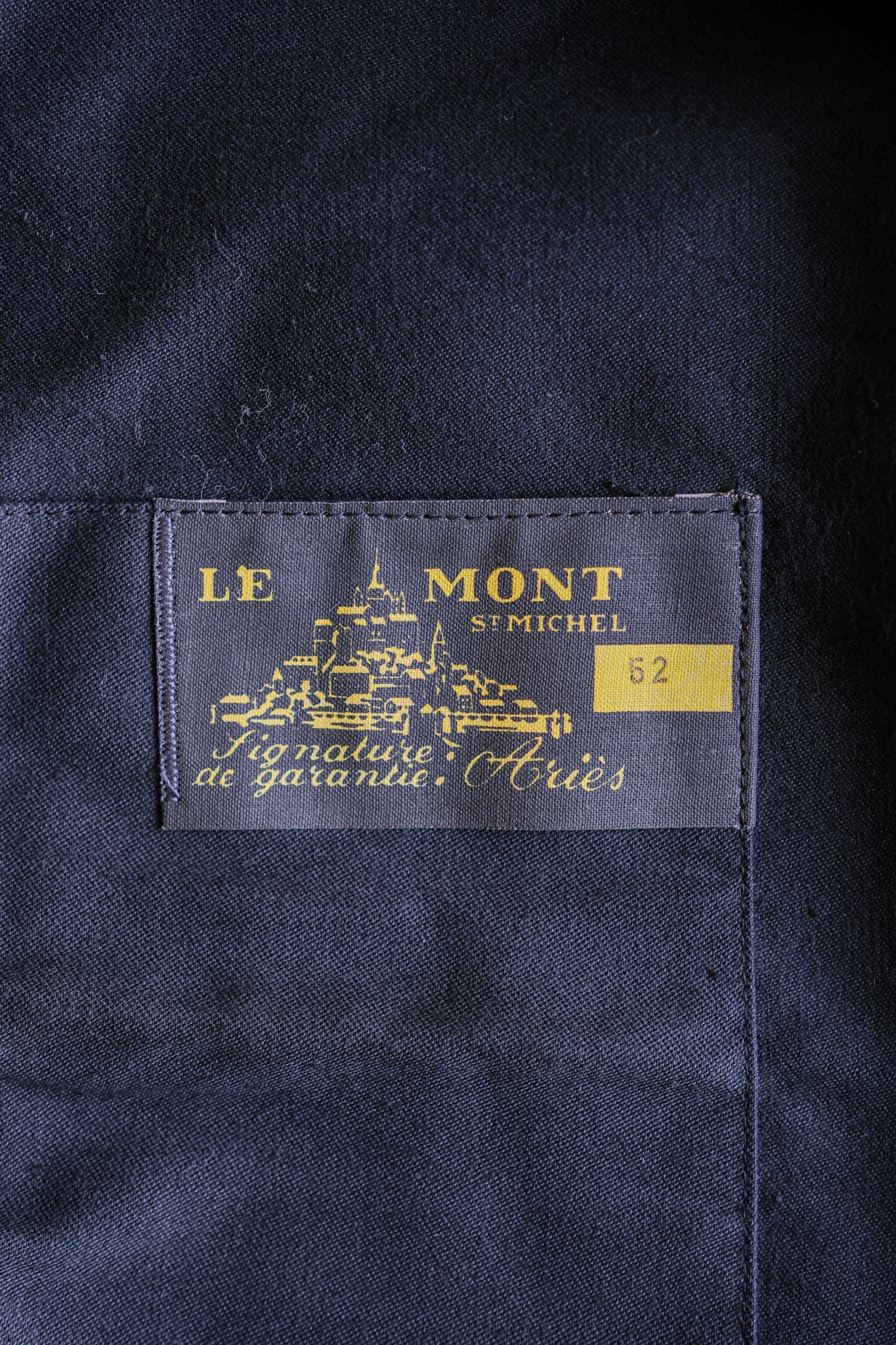 [~ 50's] แจ็คเก็ตตัวตุ่นสีดำวินเทจฝรั่งเศสขนาด 52 "Le Mont Stock Michel" "Dead Stock"