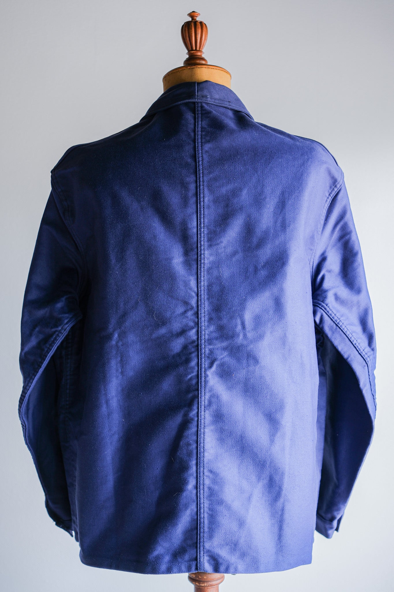 【~50’s】French Vintage Blue Moleskin Work Jacket Size.56 "Le Mont St. Michel" "Dead Stock"