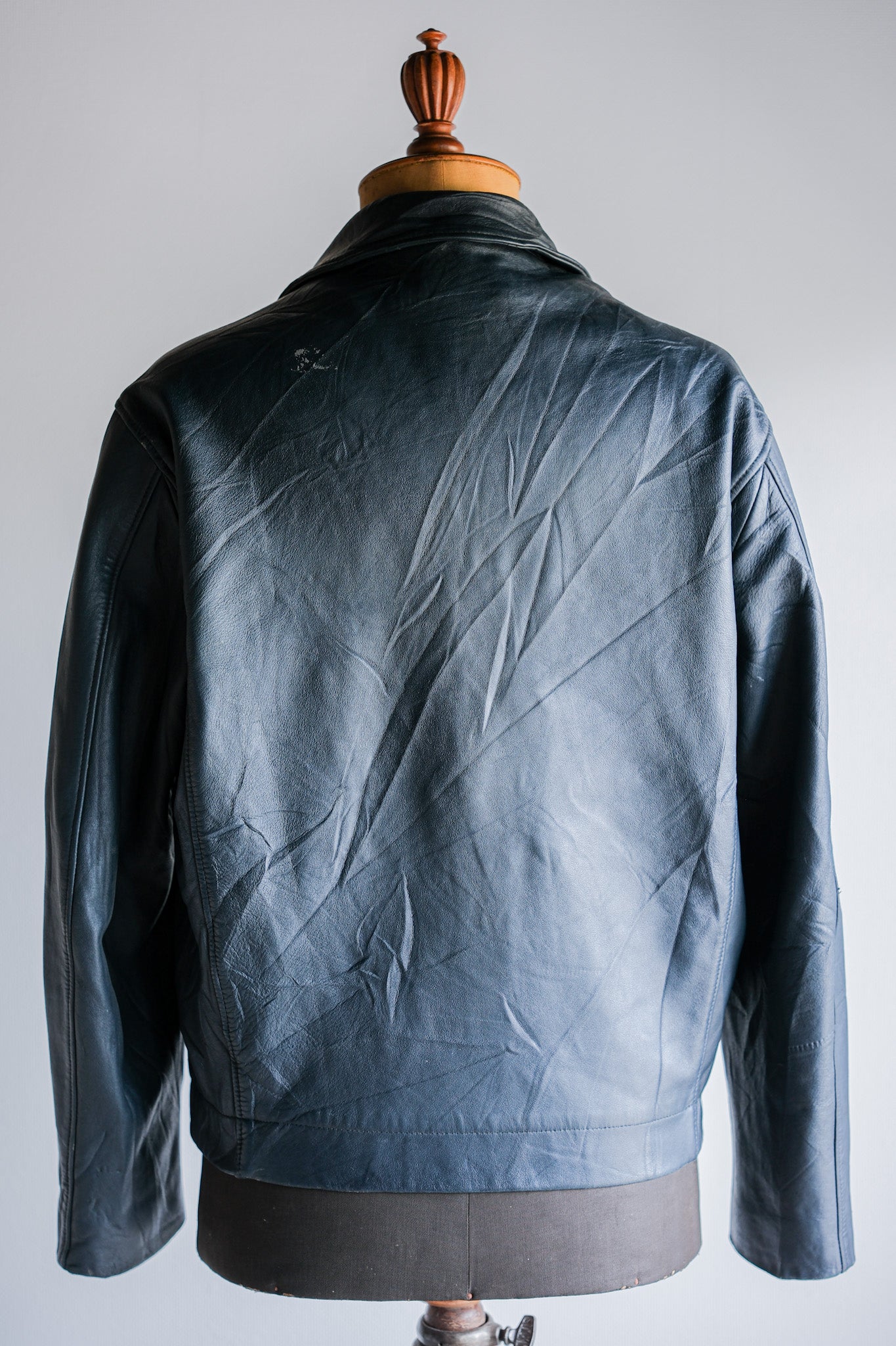 ［~70's］French Air Force Pilot Leather Jacket With Chin Strap Size.96M
