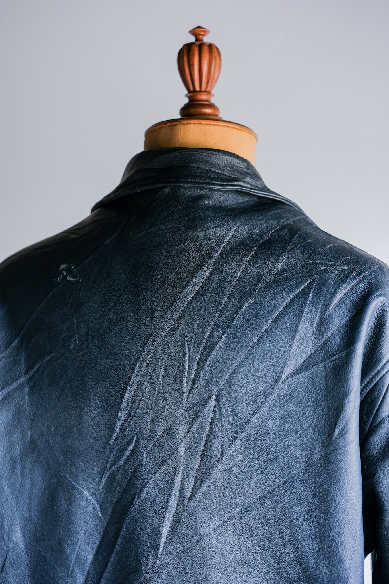 ［~70's］French Air Force Pilot Leather Jacket With Chin Strap Size.96M