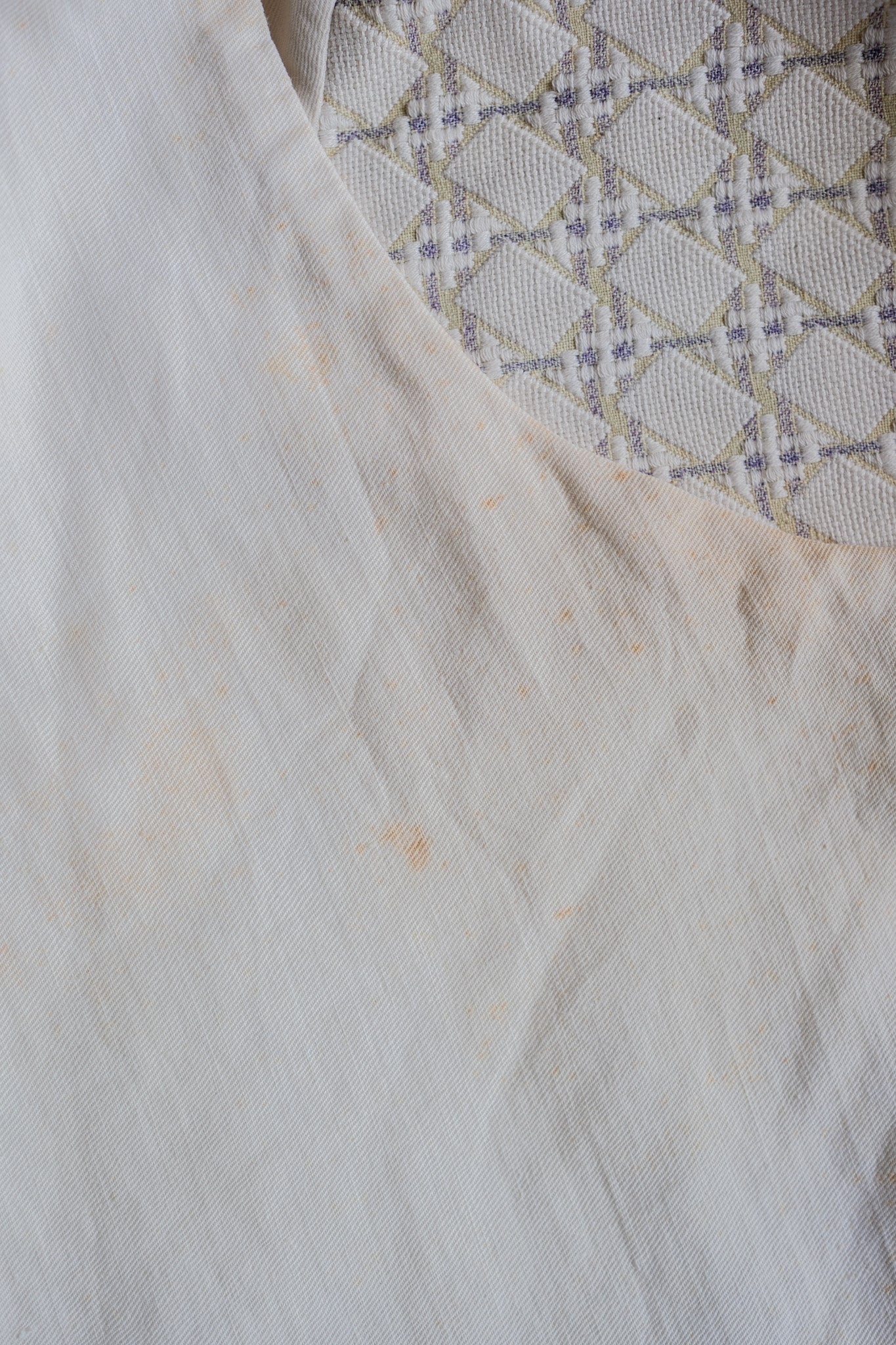 [~ 30's] French vintage Coton blanc œuvre gilet "tissu inhabituel"