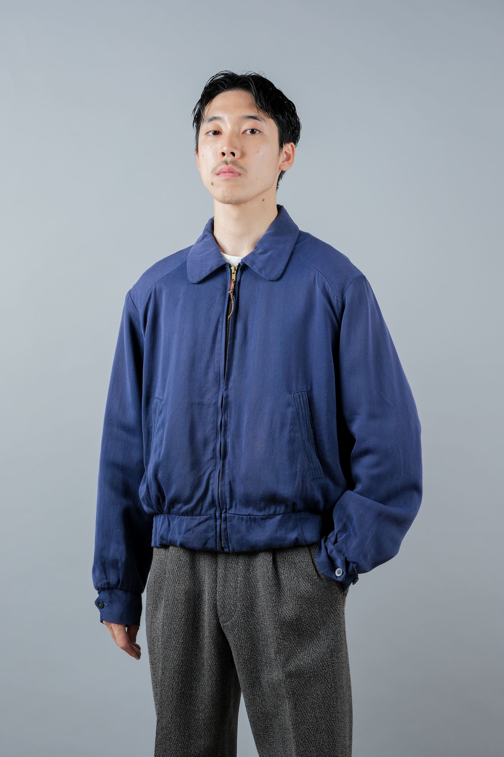 ［~50's］American Vintage Navy Rayon Gabardine Jacket