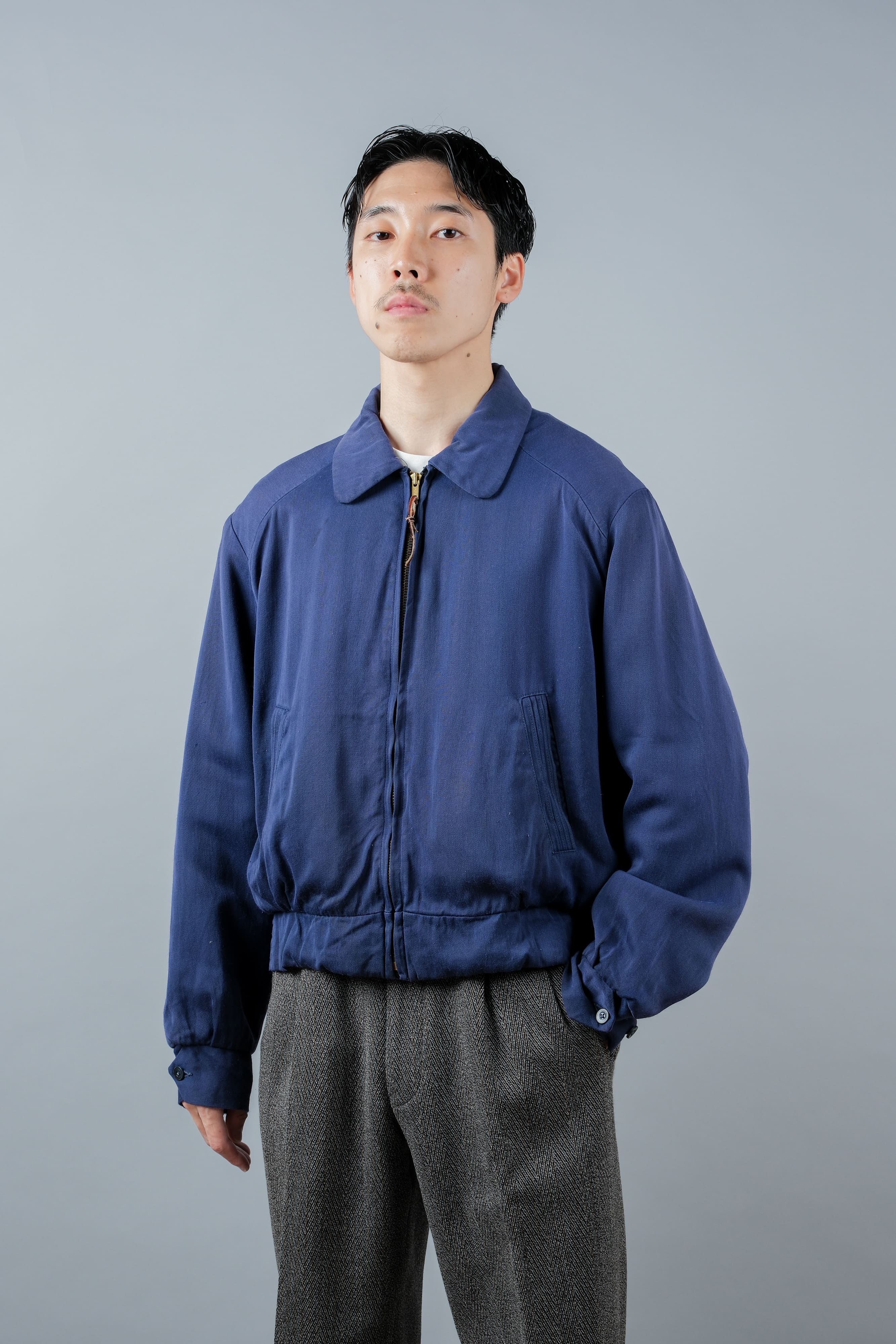 [~ 50's] American Vintage Navy Rayon Gabardine Jacket