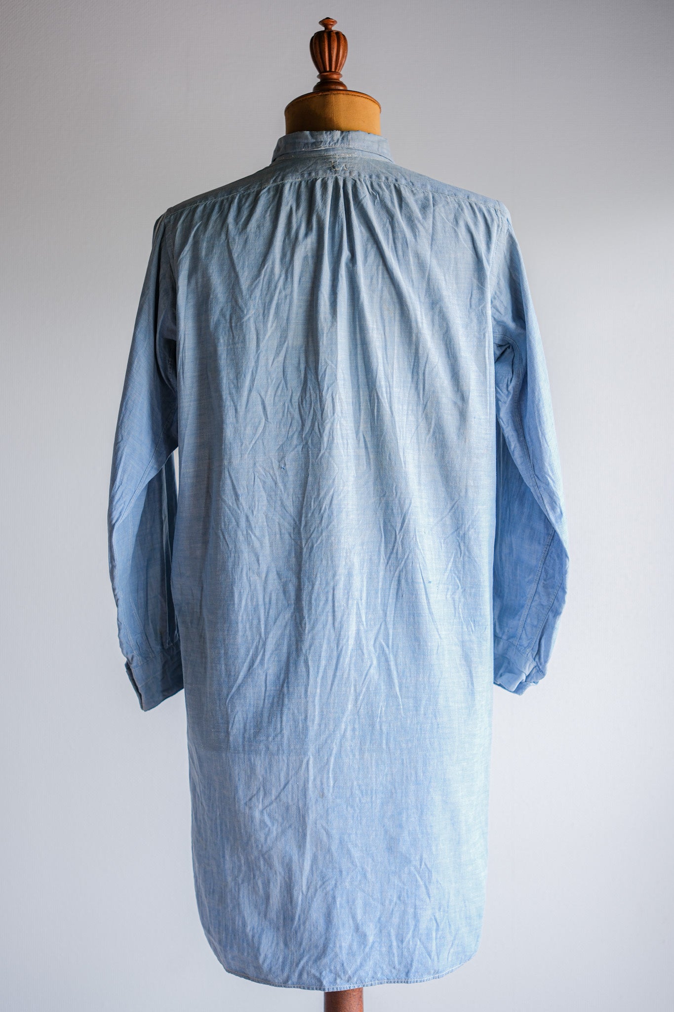 【~40's】French Vintage Chambray Grandpa Shirt