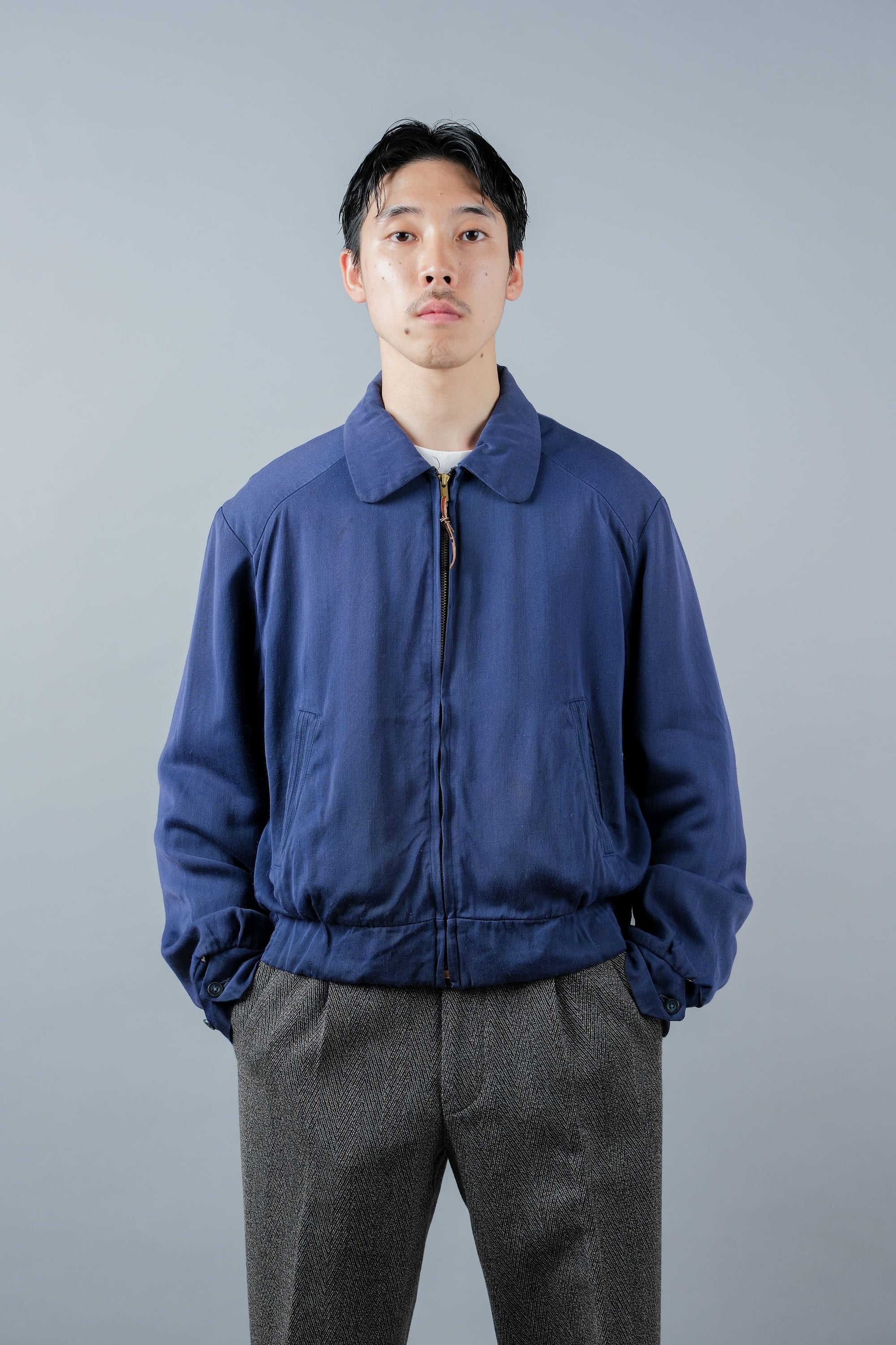 ［~50's］American Vintage Navy Rayon Gabardine Jacket