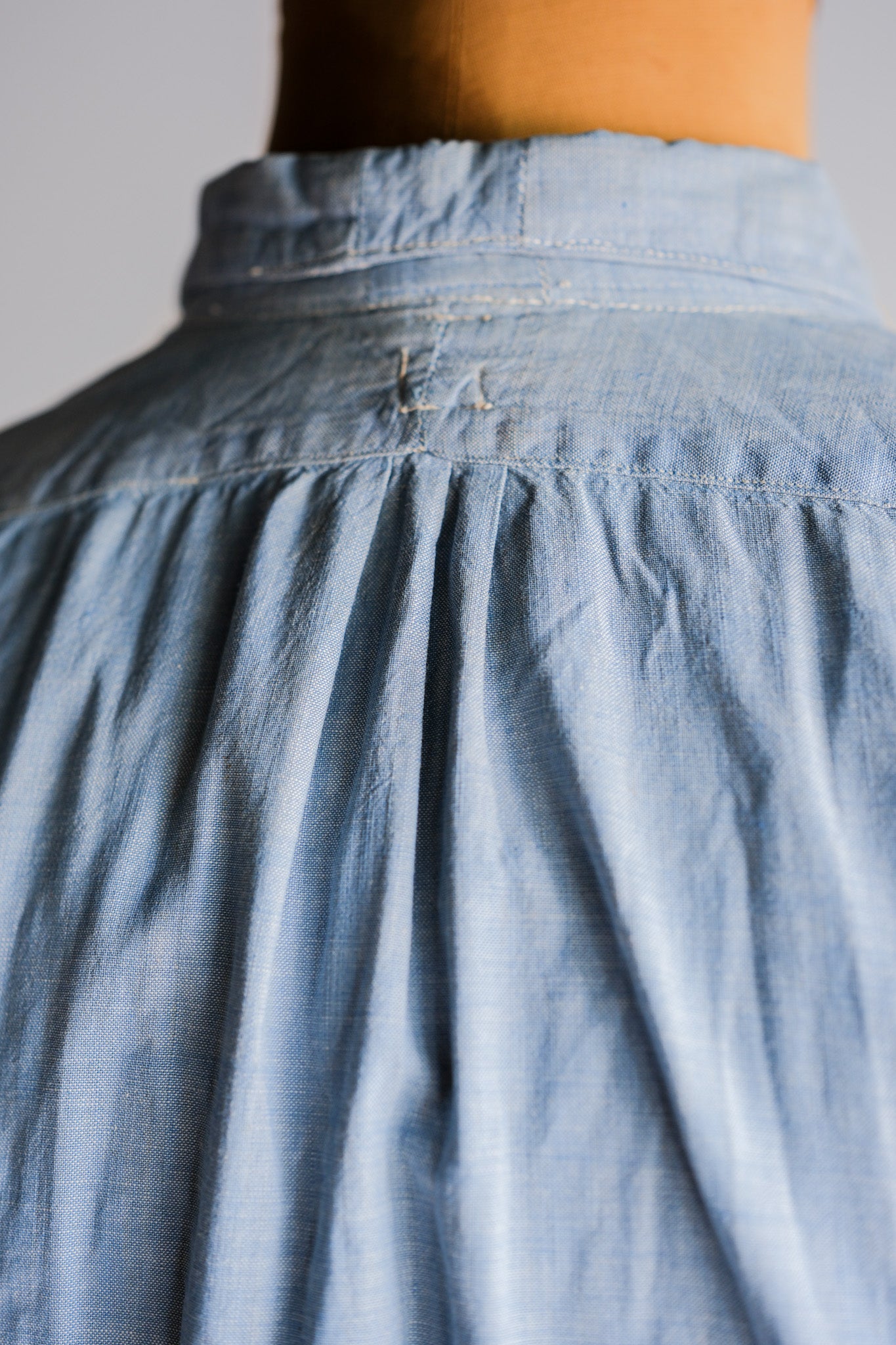 【~40's】French Vintage Chambray Grandpa Shirt