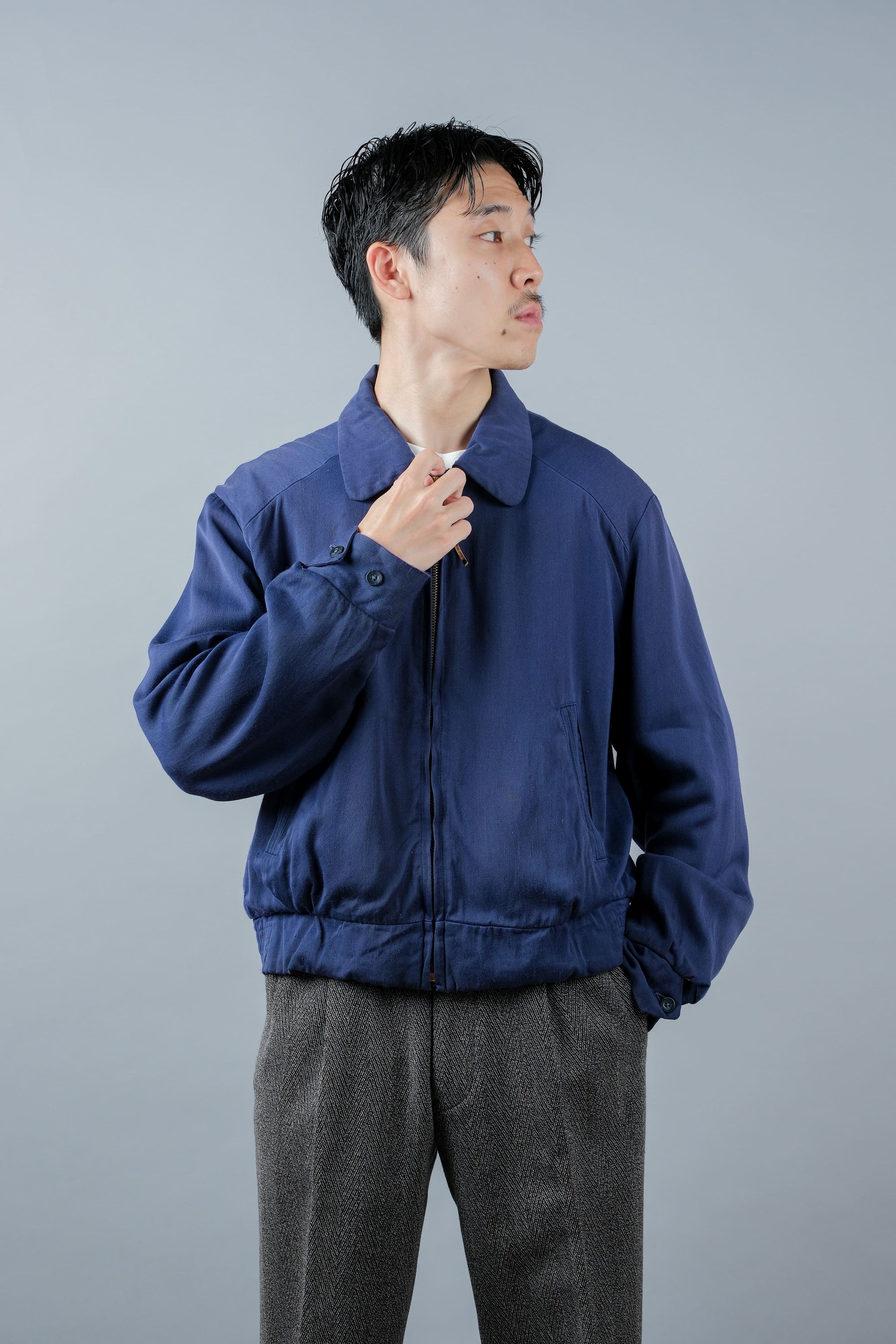 ［~50's］American Vintage Navy Rayon Gabardine Jacket