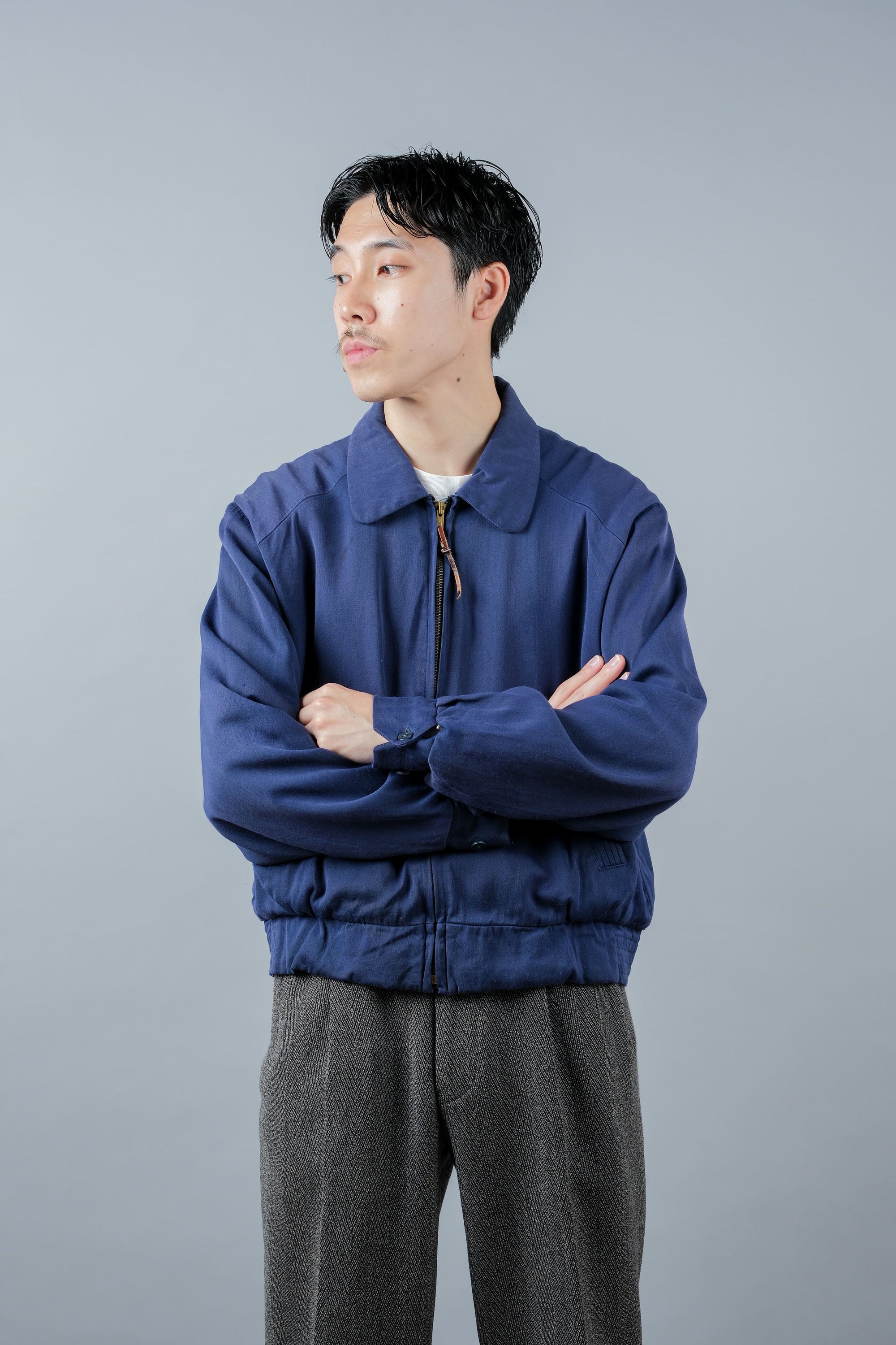 ［~50's］American Vintage Navy Rayon Gabardine Jacket