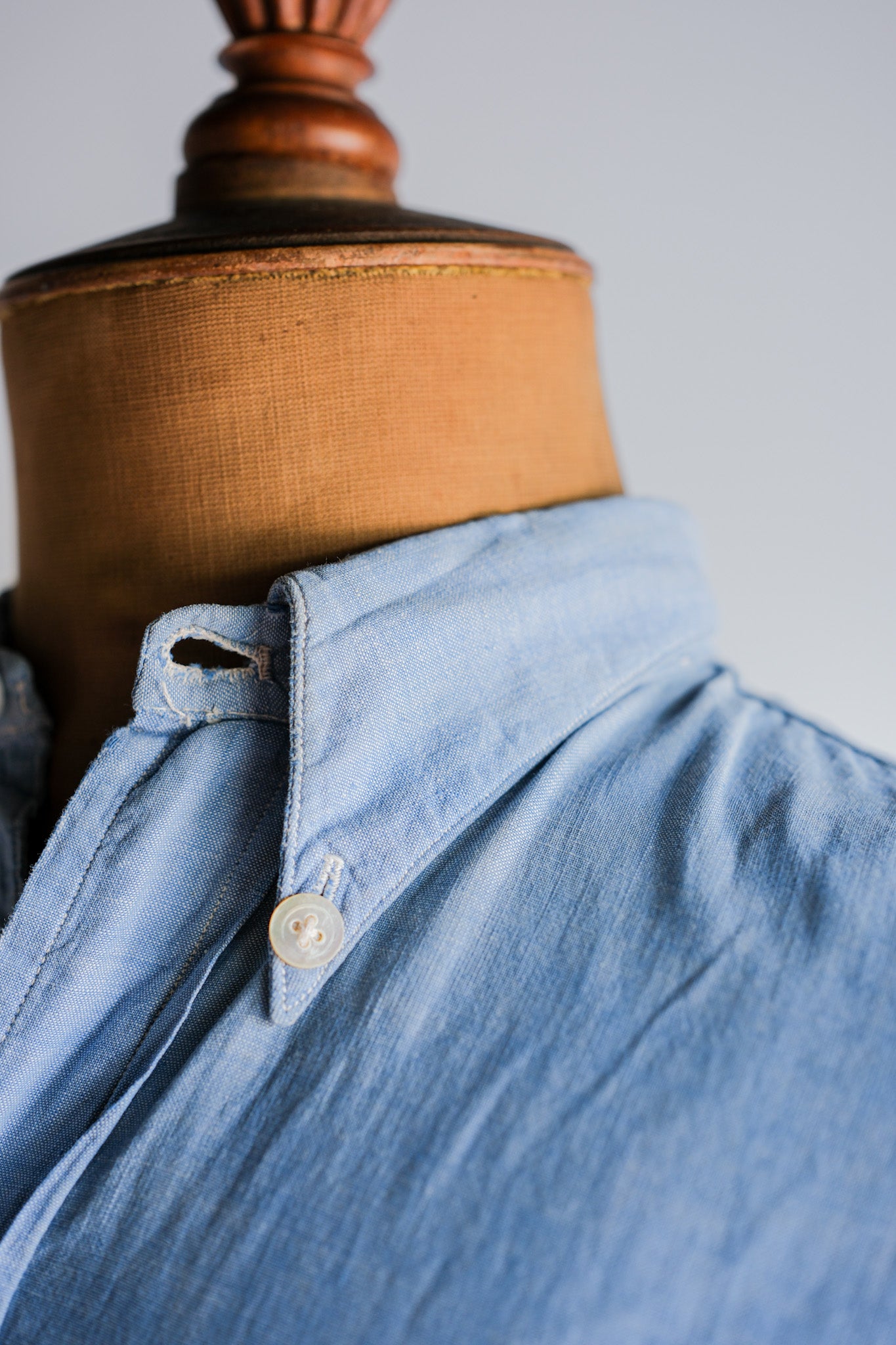 【~40's】French Vintage Chambray Grandpa Shirt