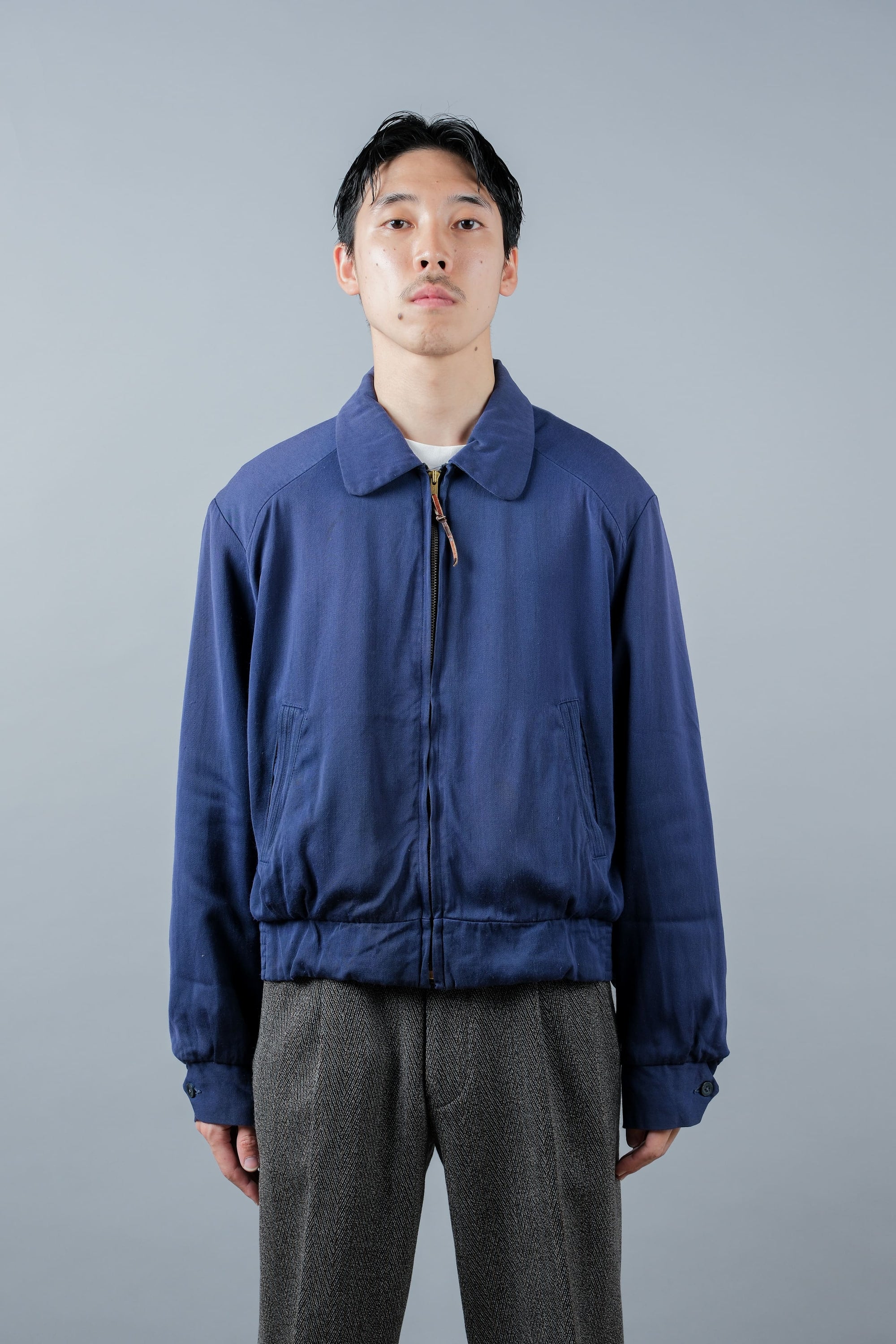 ［~50's］American Vintage Navy Rayon Gabardine Jacket