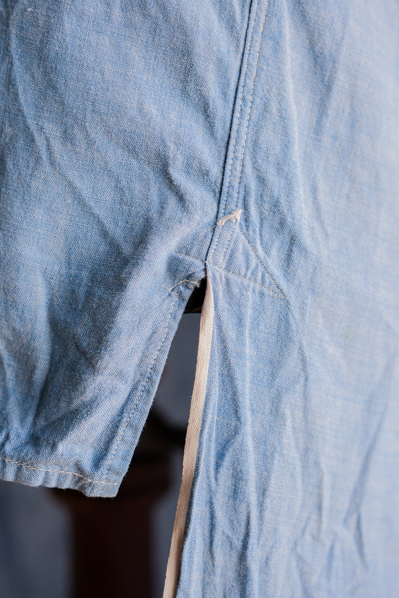 ［~40's］French Vintage Chambray Grandpa Shirt