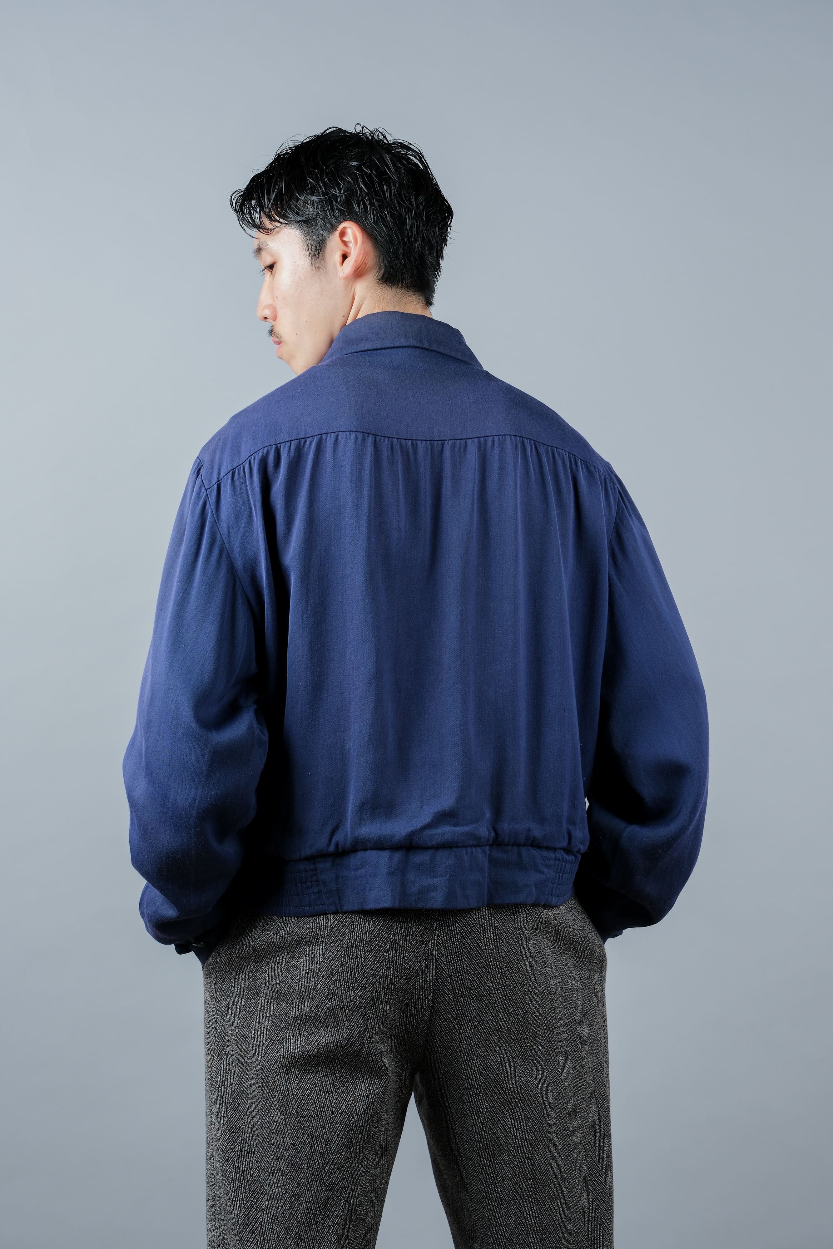 【~50's】American Vintage Navy Rayon Gabardine Jacket