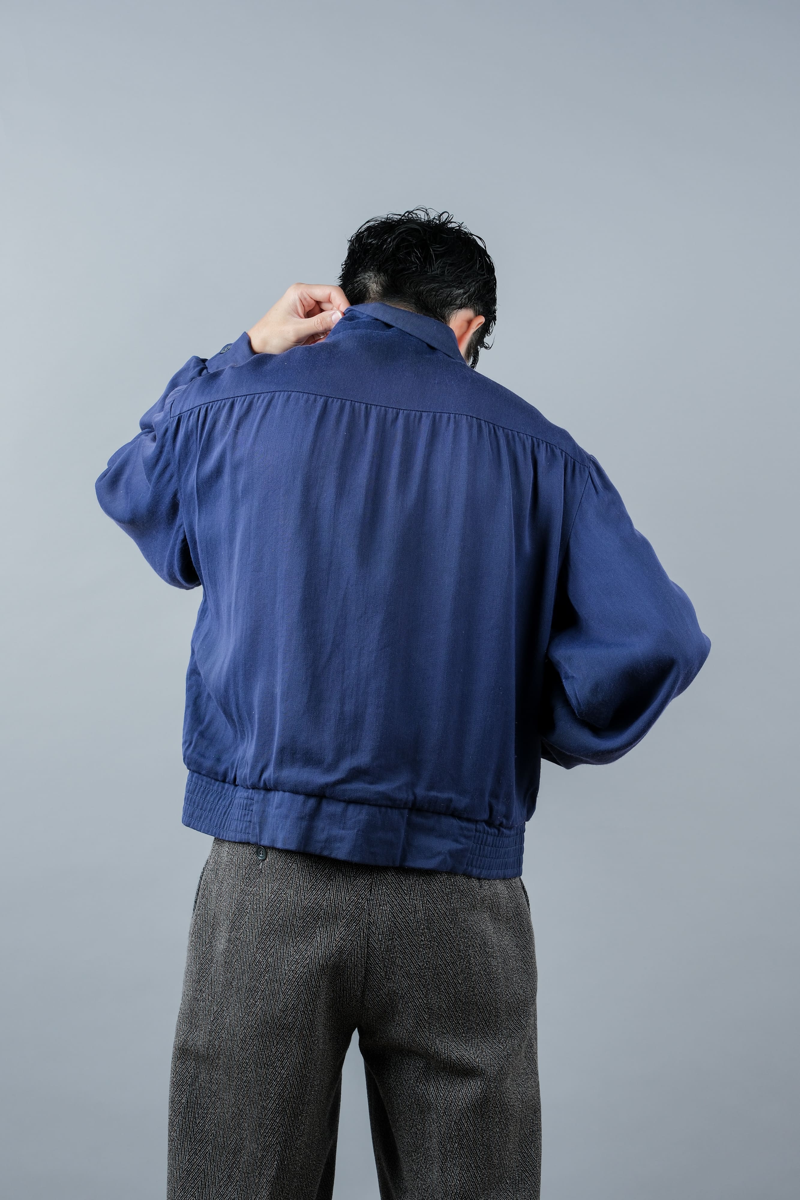 【~50's】American Vintage Navy Rayon Gabardine Jacket